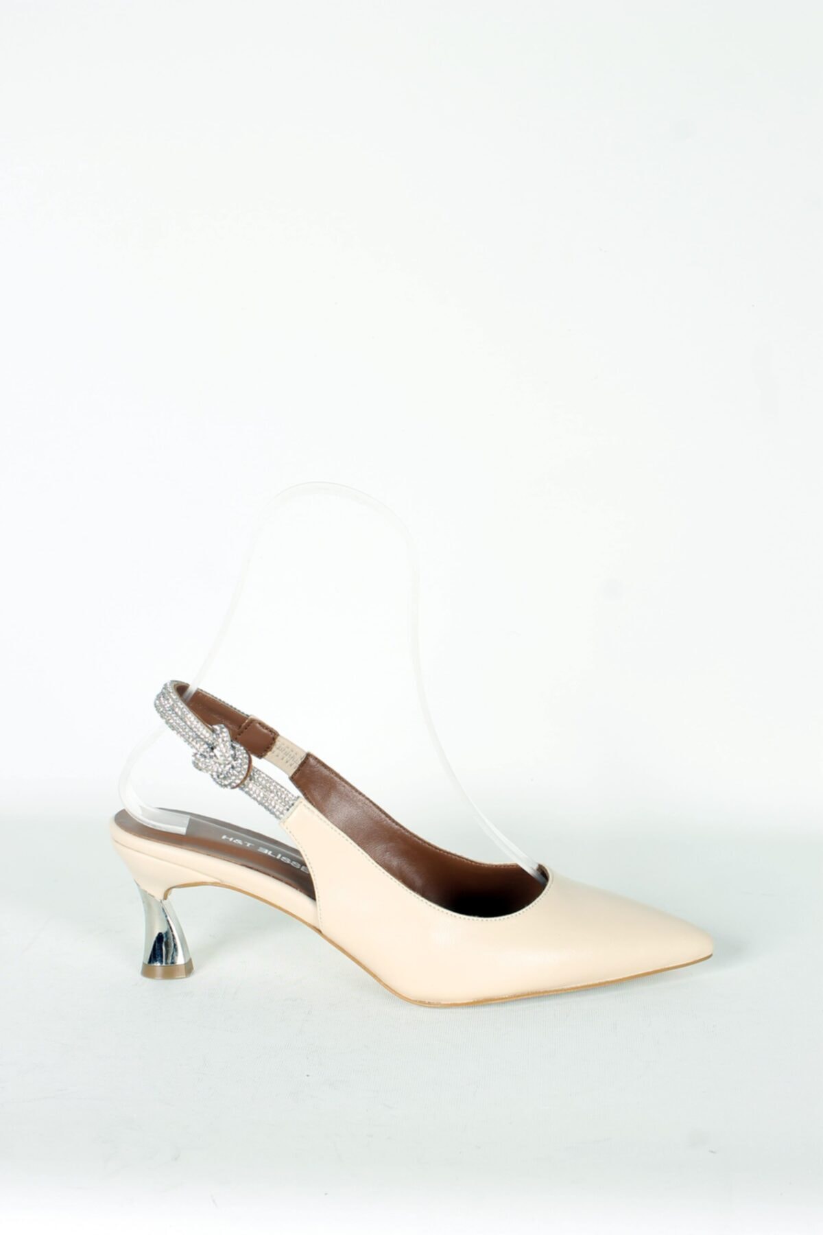Elisse Shoes Kadın Krem Hakiki Deri Topuklu Ayakkabı