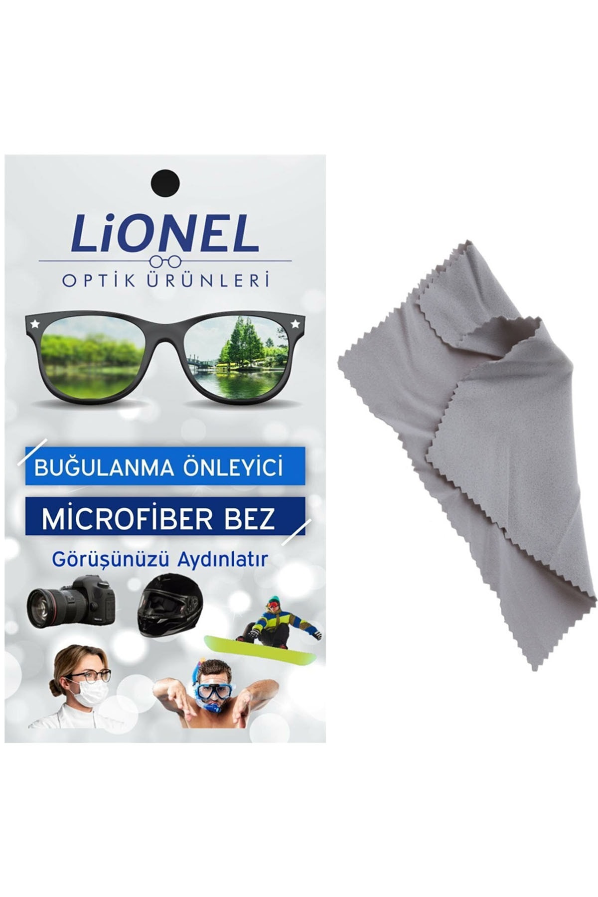 Lionel Antifog Gözlük Camı Buğu Buhar Önleyici Sihirli Mikrofiber Bez 2 Adet