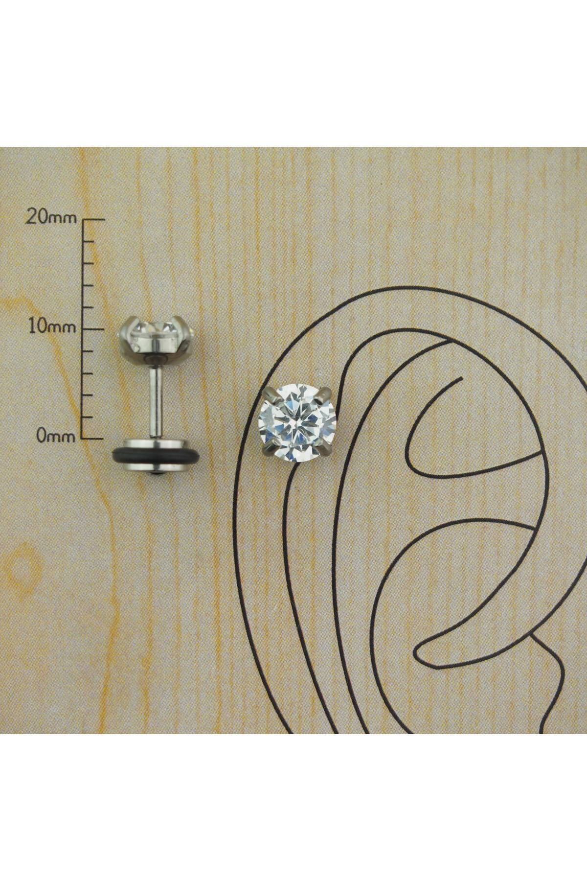 abusubukşeyler Zirkon Taşlı Fake Tünel Kulak Kıkırdak Piercing Taş 3.5 Mm