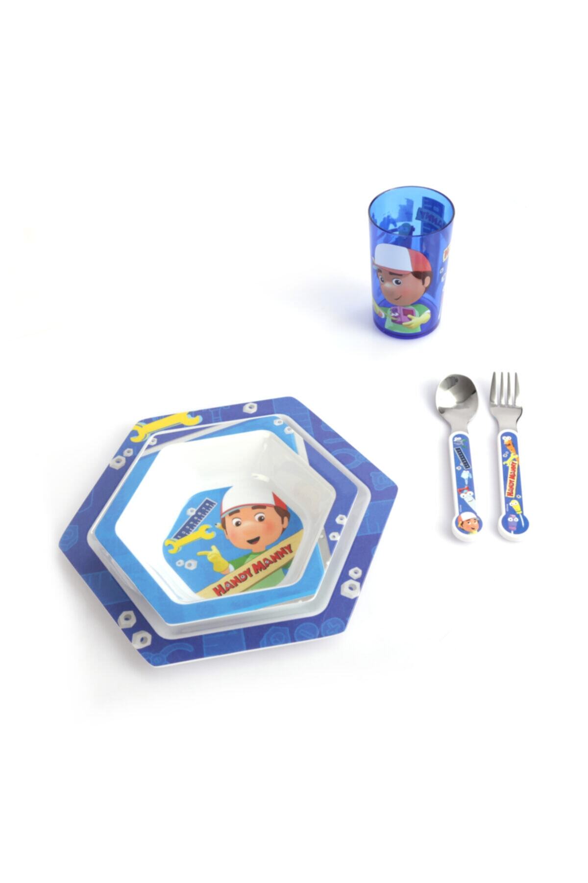 kbobaby Disney Tamirci Manny Çocuk Yemek Takımı Tabak, Kase, Çatal, Kaşık, Bardak 5 Parça