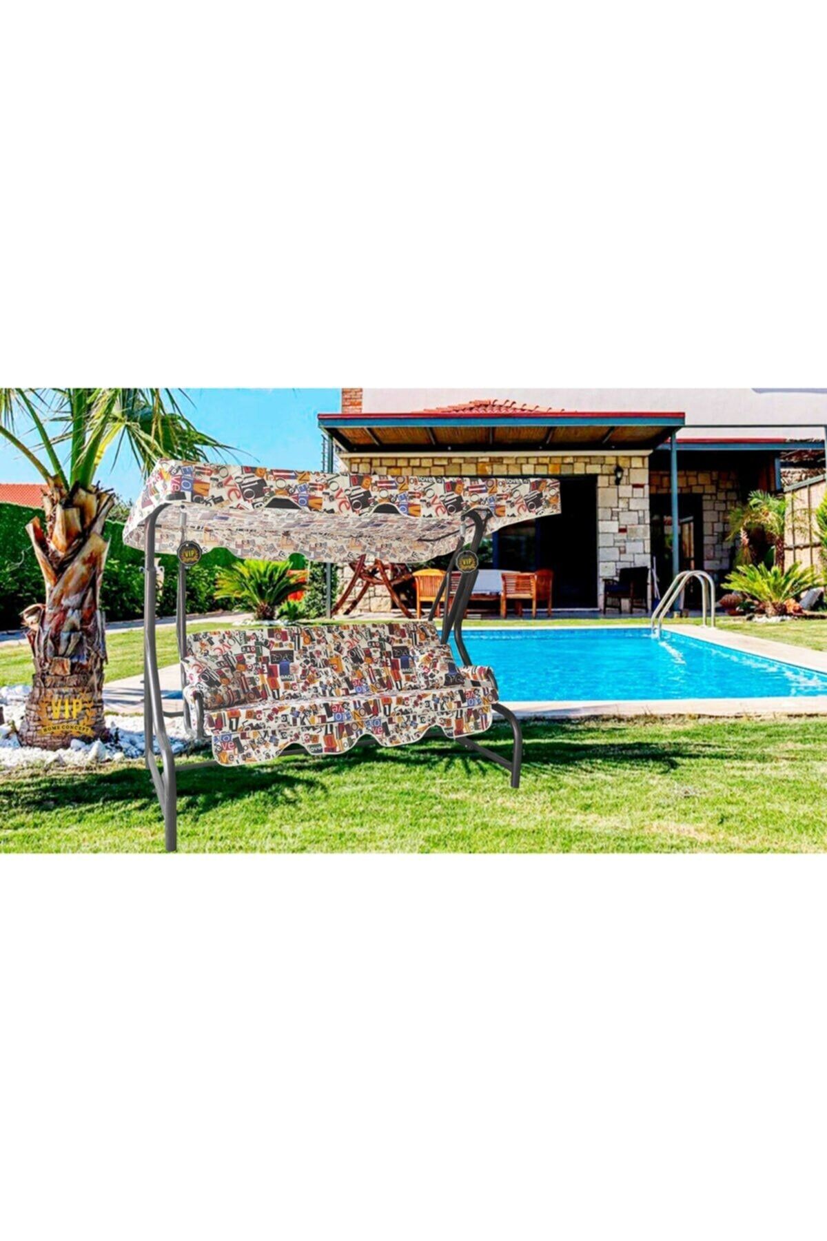 Olgun Home 3 Kişilik Süngerli Bahçe Salıncak Minderi Kılıfı Love
