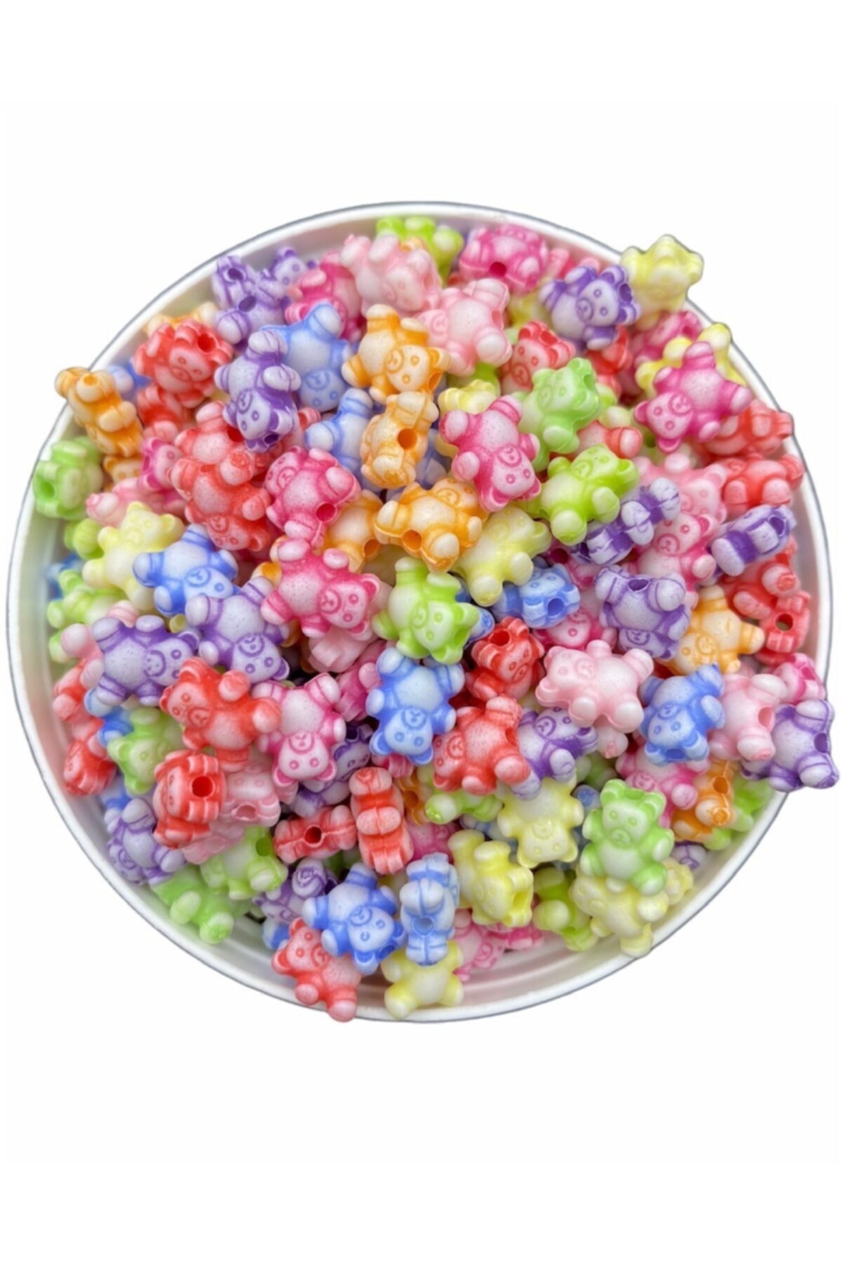 Hedef Bijuteri Pastel Ayı Figür, Ayıcık Şekilli Karışık Pastel Renk Boncuk,takı Yapımı (25gr,  110 Adet)