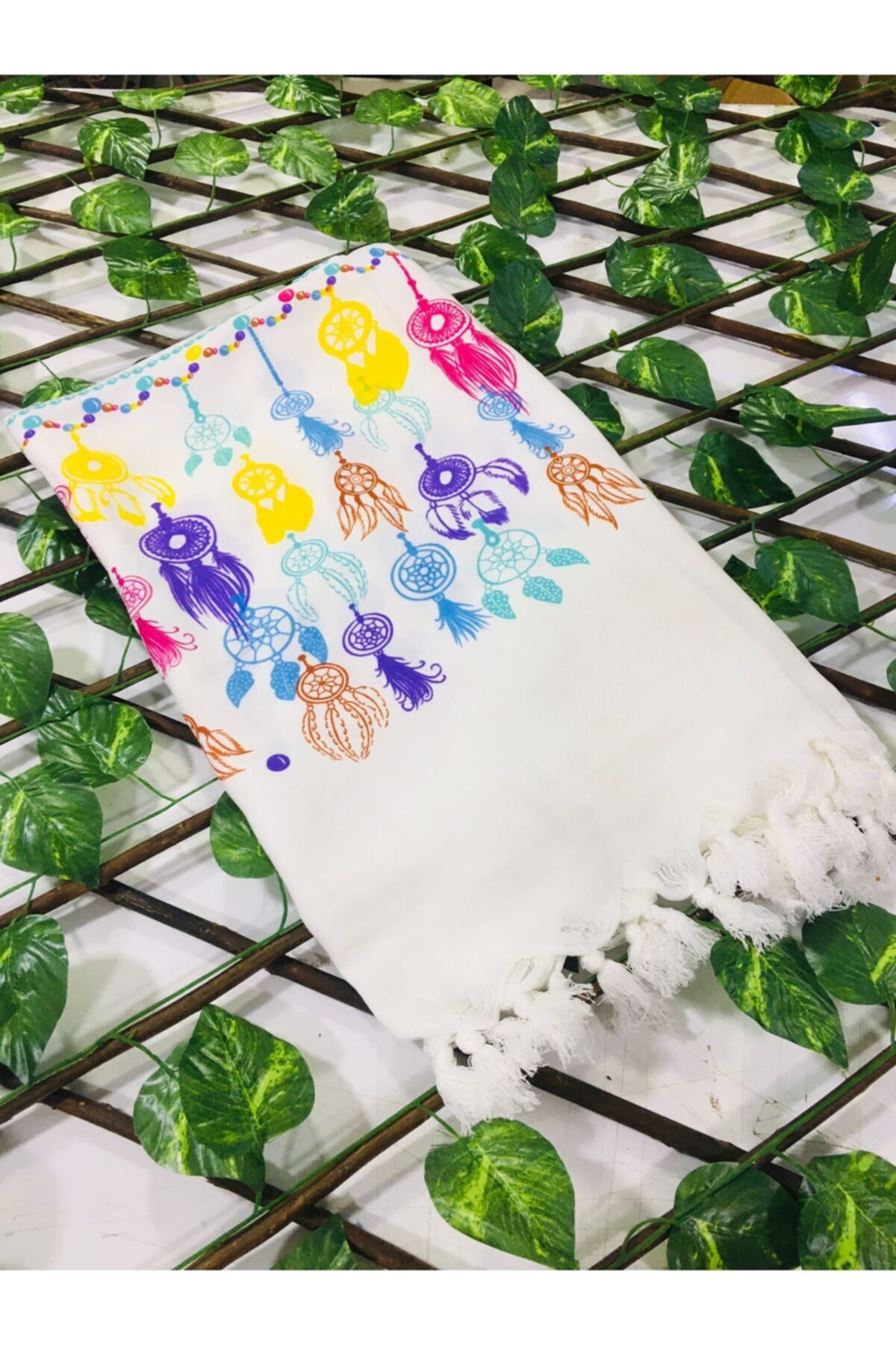 HayalAvm Renkli Rüzgar Kapanı Desenli Pamuklu Plaj Havlusu, Pamuklu Banyo Havlusu , Pamuklu Peştamel