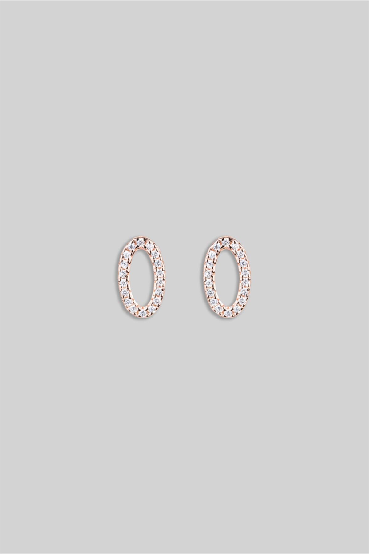 So CHIC... Elips Zirkon Taşlı 18 Ayar Rose Altın Kaplama Gümüş Küpe
