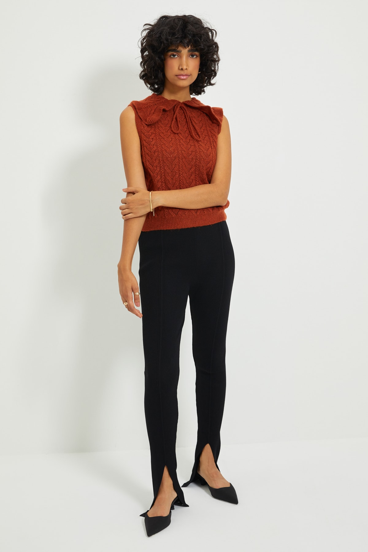 TRENDYOLMİLLA Kiremit Örgü Detaylı Triko Süveter TWOAW22SV0004