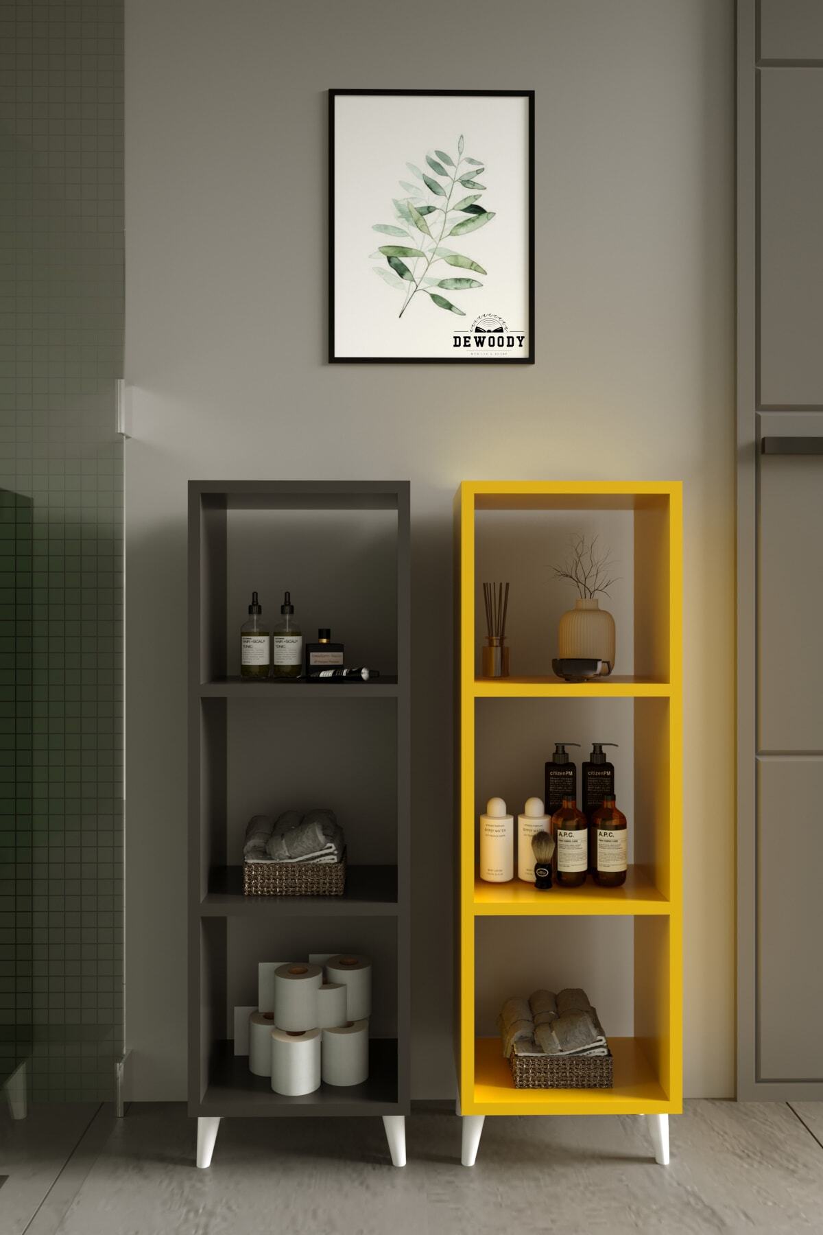 DEWOODY Miami Banyo Dolabı Kitaplık Çok Amaçlı Dolap Takım