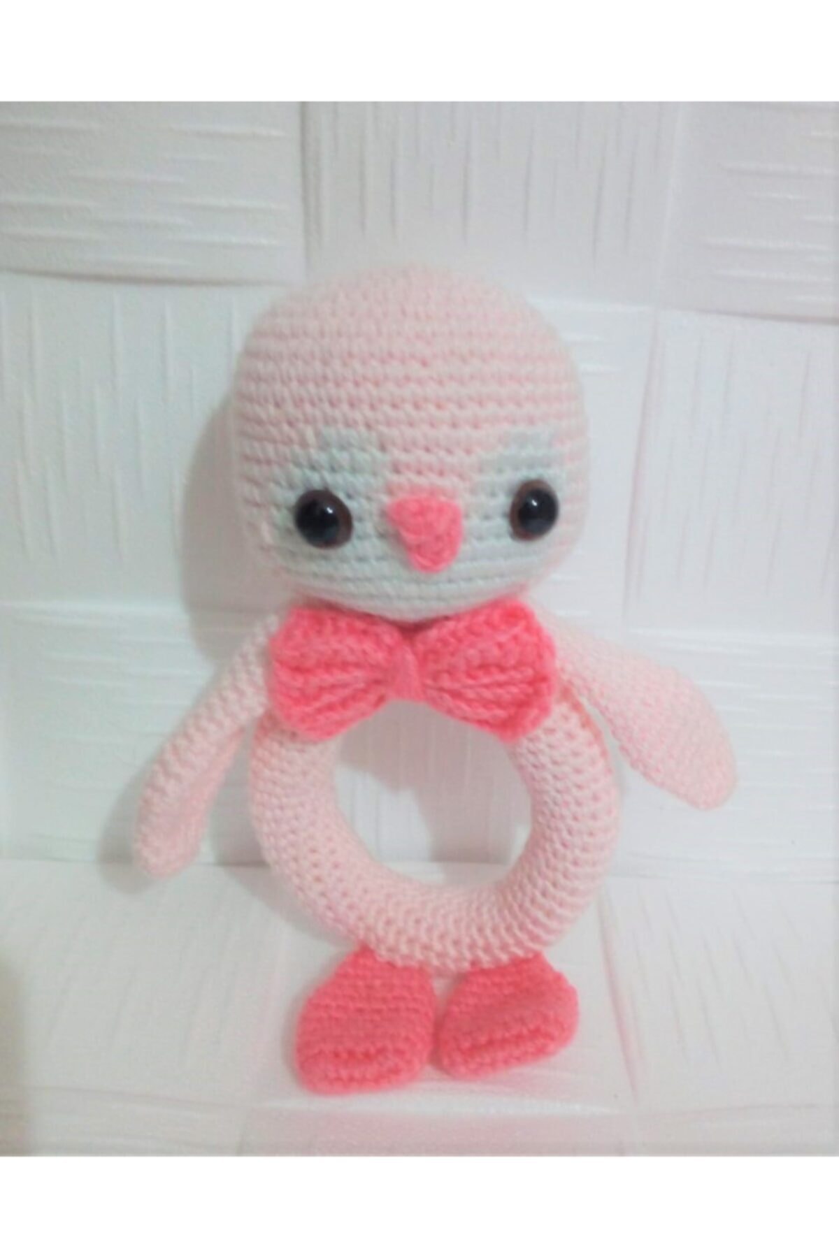 TOYSCİTY Pembe Penguen Çıngırak Organik Oyuncak