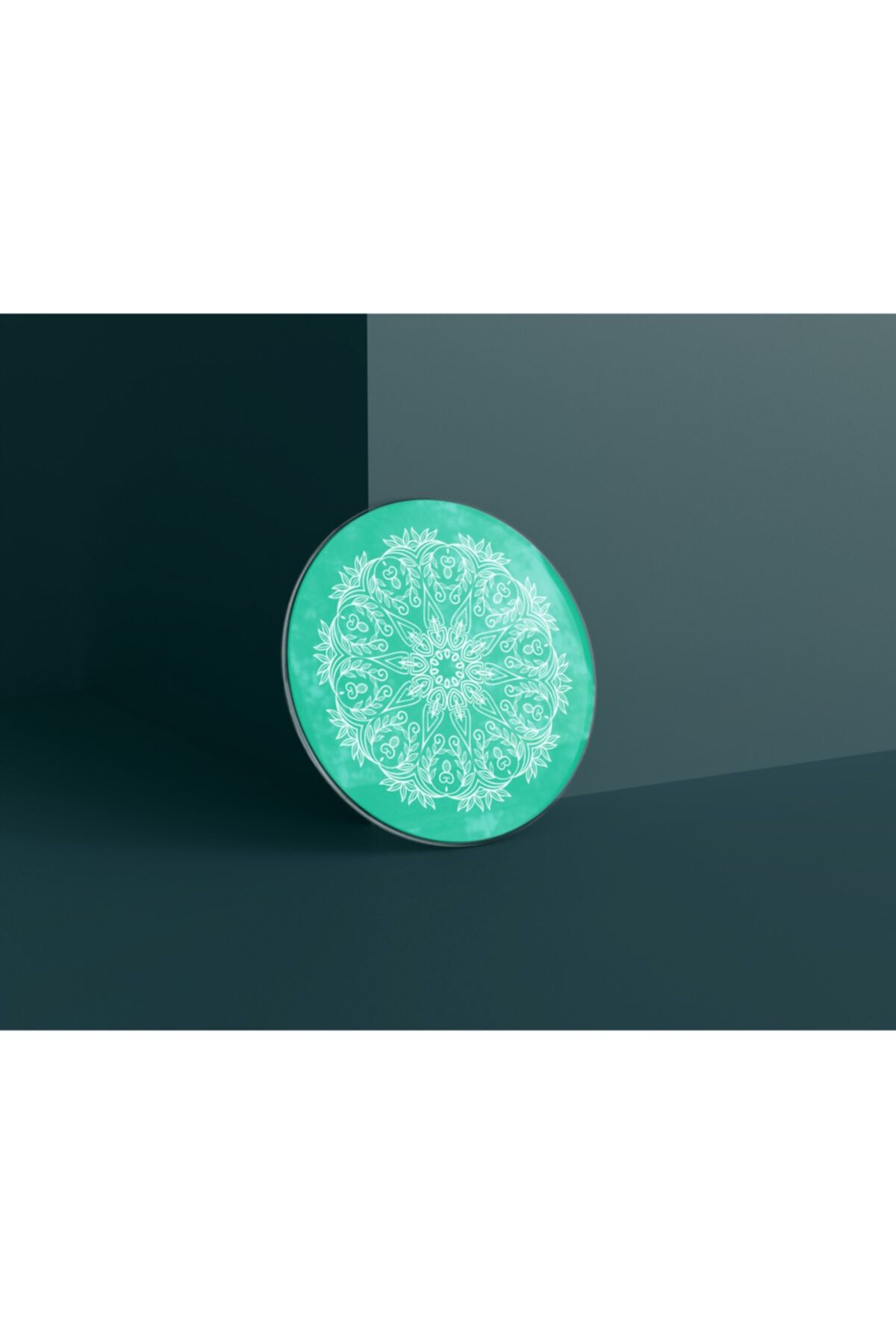 Glory Glassware Yeşil Desenli Cam Kesme Tahtası Çap:32cm