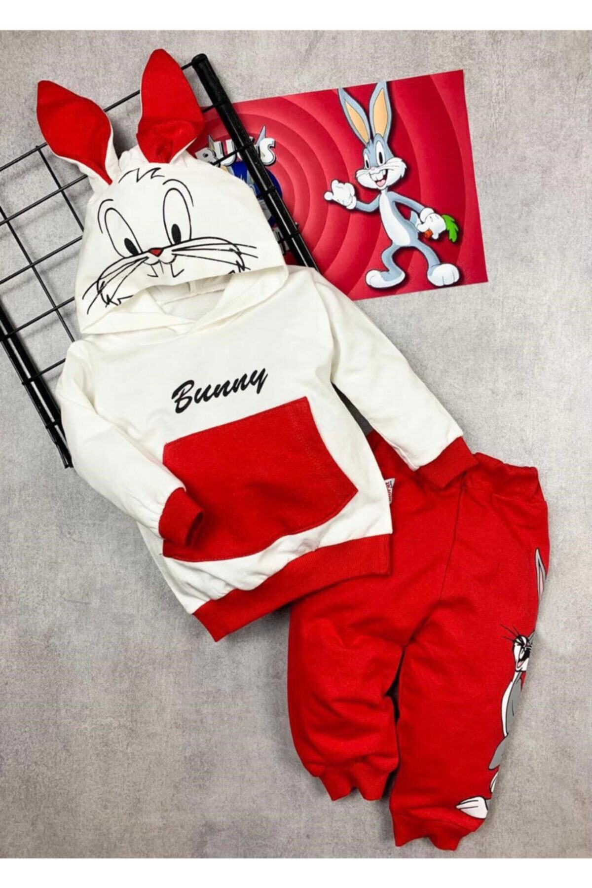 Beren Kids Bugs Bunny Görselli Kapşonlu Bebek Alt Üst Takım