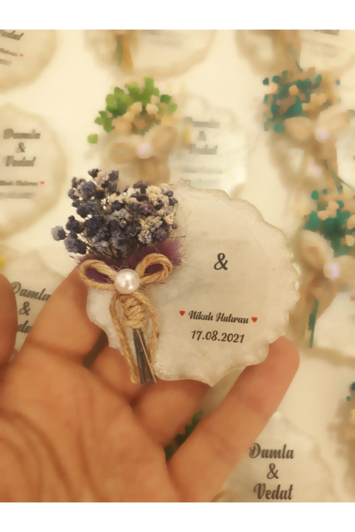 Dersaadet Organizasyon Söz Nişan Nikah Hediyesi,Tırtıklı Epoksi Magnet 25 Li