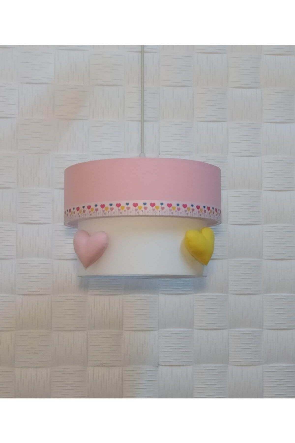 MCT Pembe Beyaz Kalpli Süslü Çocuk Odası Bebek Odası Avize Sarkıt Pasta