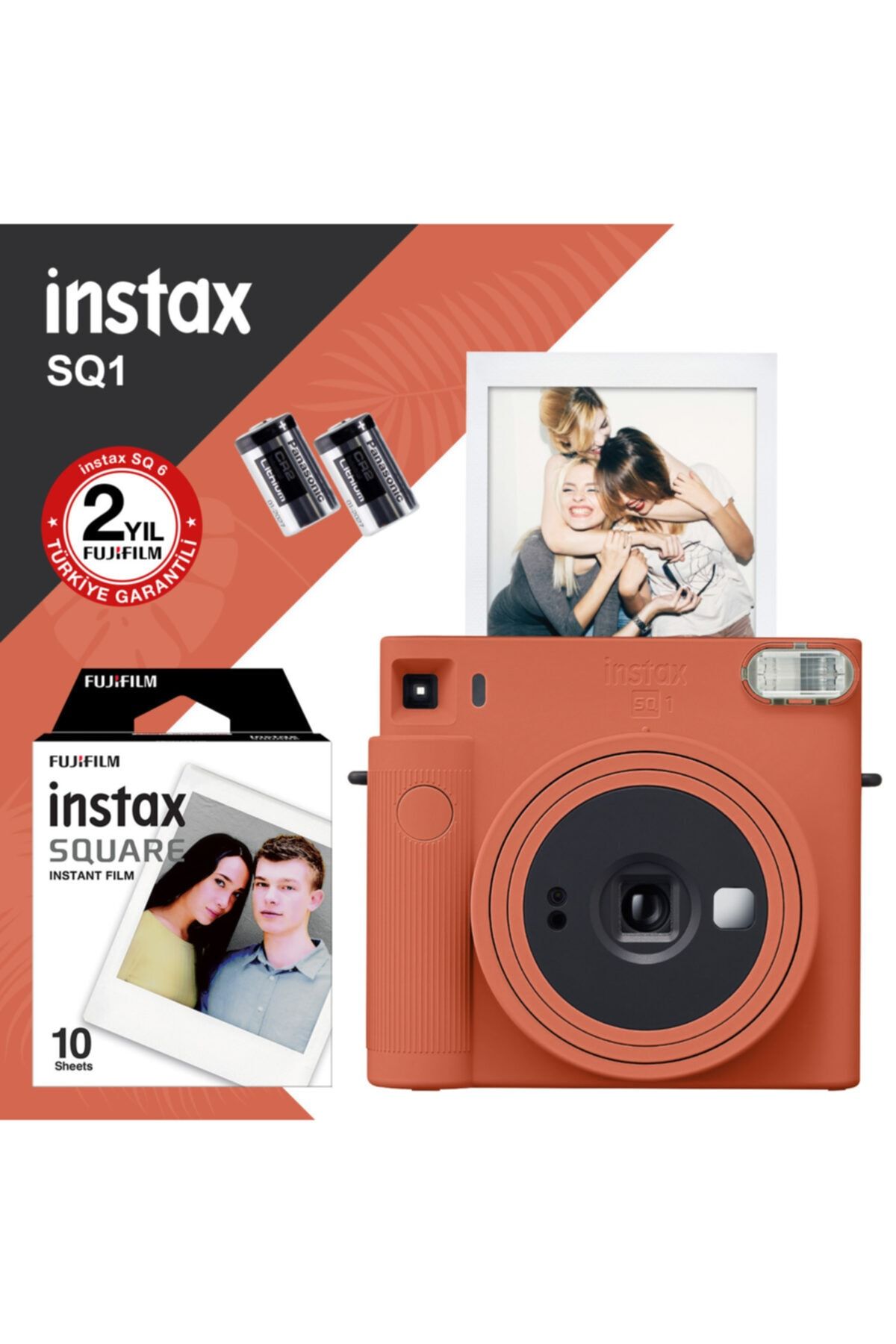 Fujifilm Instax Sq1 Terracotta Turuncu Fotoğraf Makinesi Ve 10'lu Kare Film