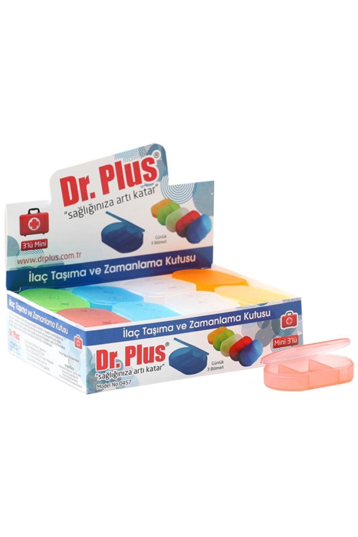 Dr Plus Mini 3'lü Günlük Ilaç Taşıma Kutusu Tek Adet - Kırmızı