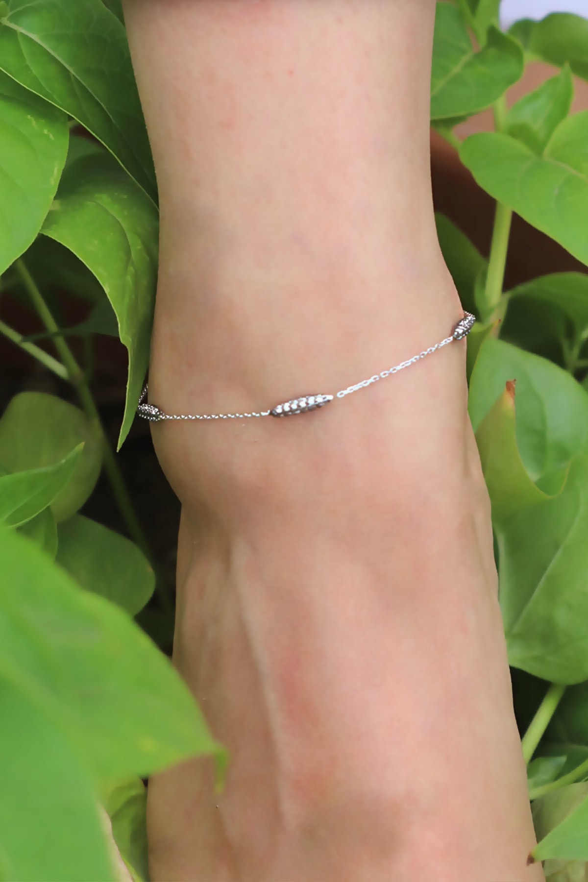 Necati Gün Silindir Etrafı Zirkon Taşlı 925 Ayar Gümüş Halhal