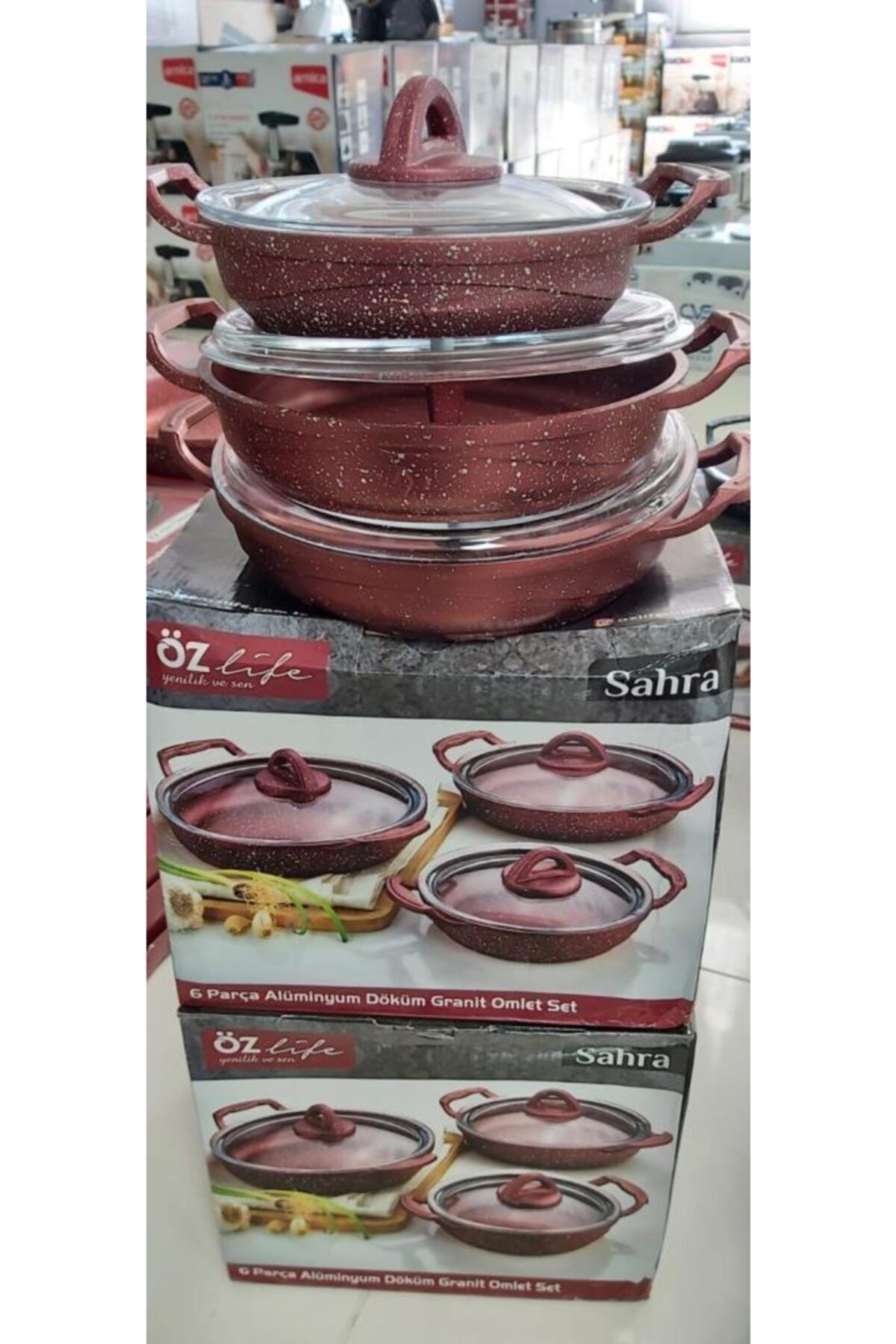 ÖZLİFE Sahra Döküm 6 Prç Sahan Set Kırmızı