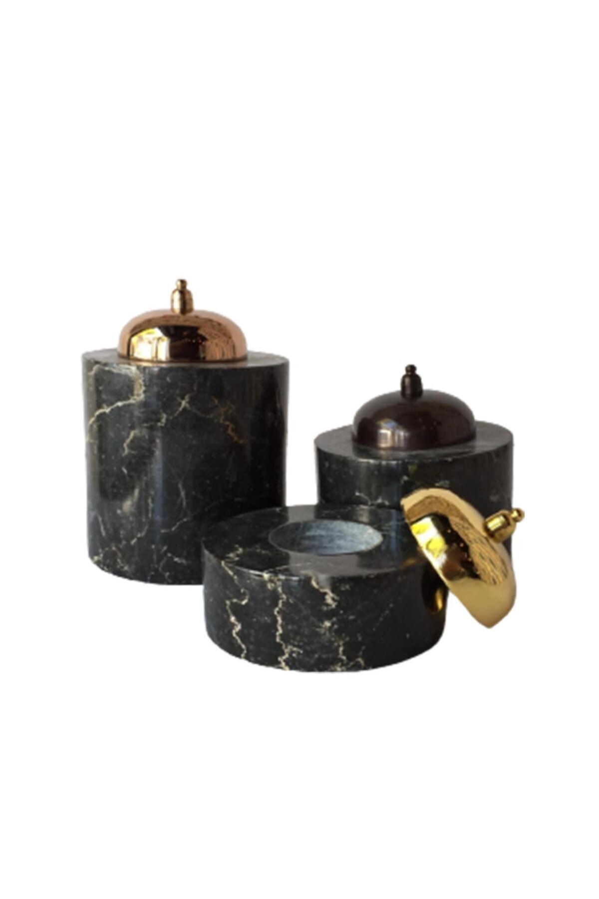 RİTZY FİNE LİVİNG Rıtzy 3lü Mermer Siyah Mumluk