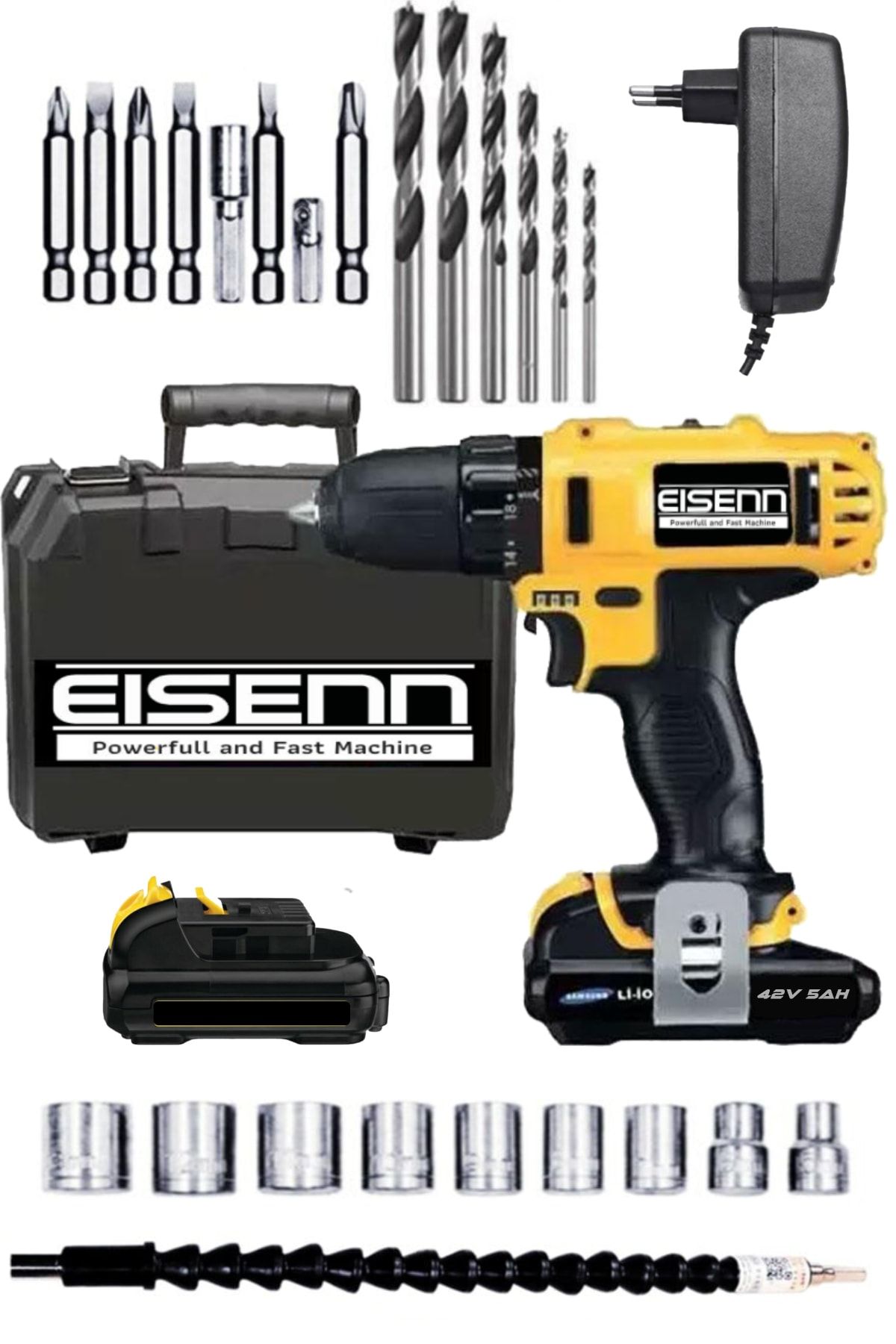 Eisenn Germany Technology Turbo Drill 42 V 5 Ah Çift Akülü Vidalama Matkap Uzman Set Hediyeli