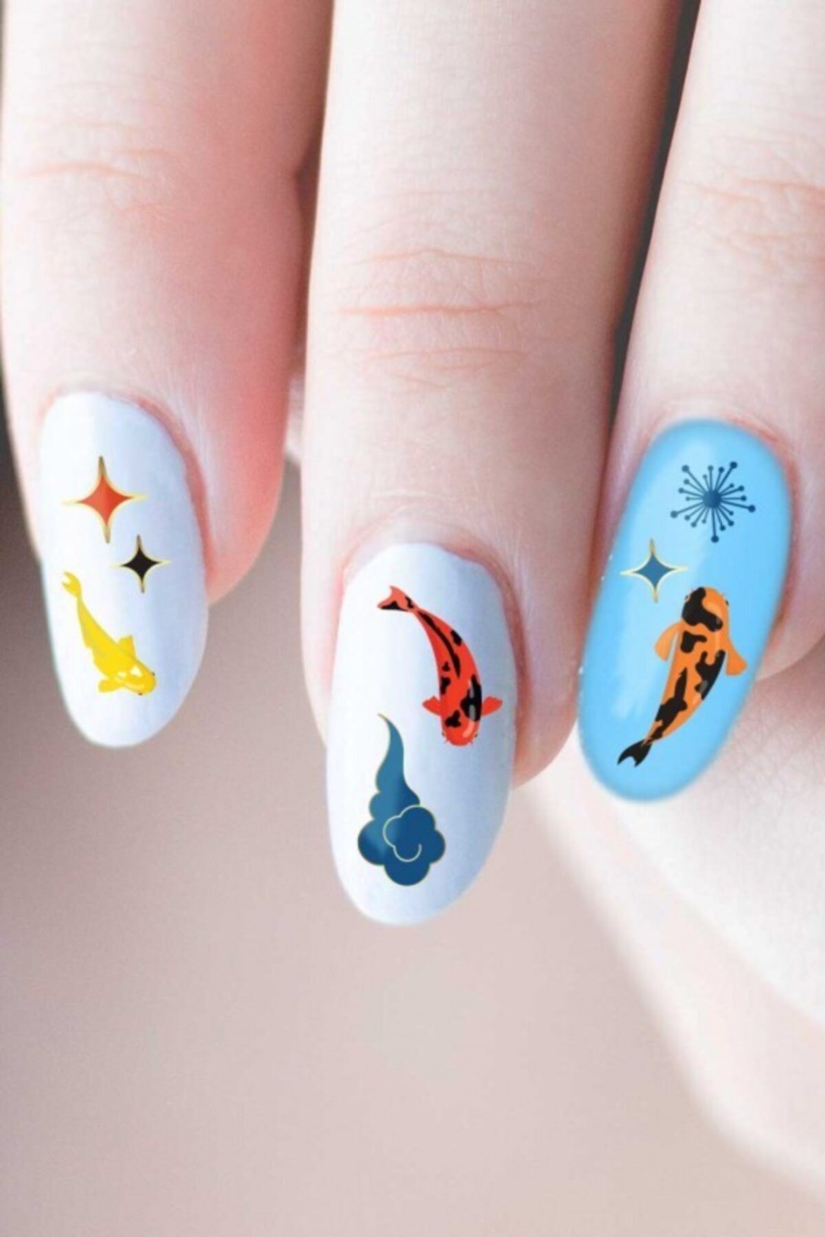 Artikel Koi Balıkları Tırnak Dövmesi Tırnak Tattoo Nail Art Tırnak Sticker