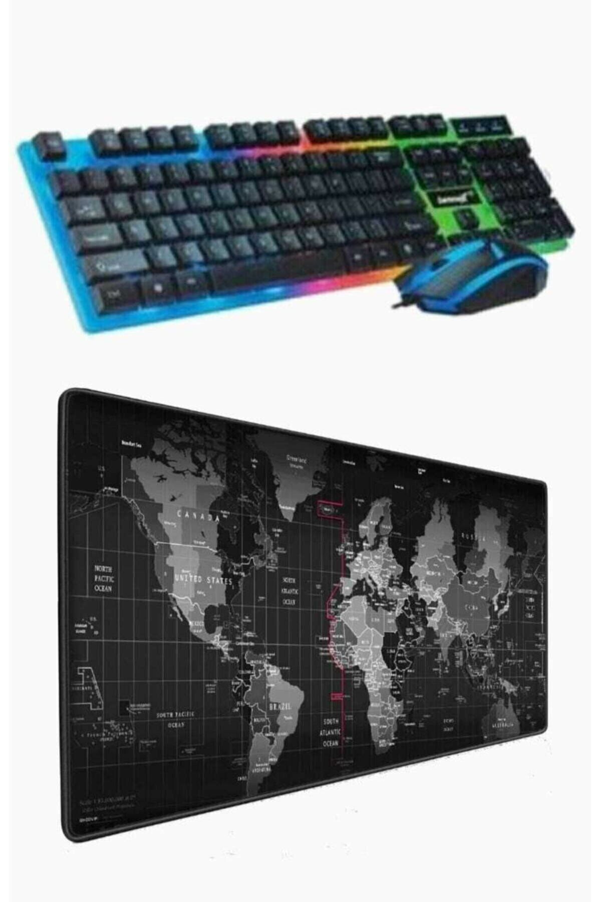 DÜVENCİ TİCARET Işıklı Klavye Game Klavye + 70x30 Mouse Pad Klavye Klavye + Mouse Pad