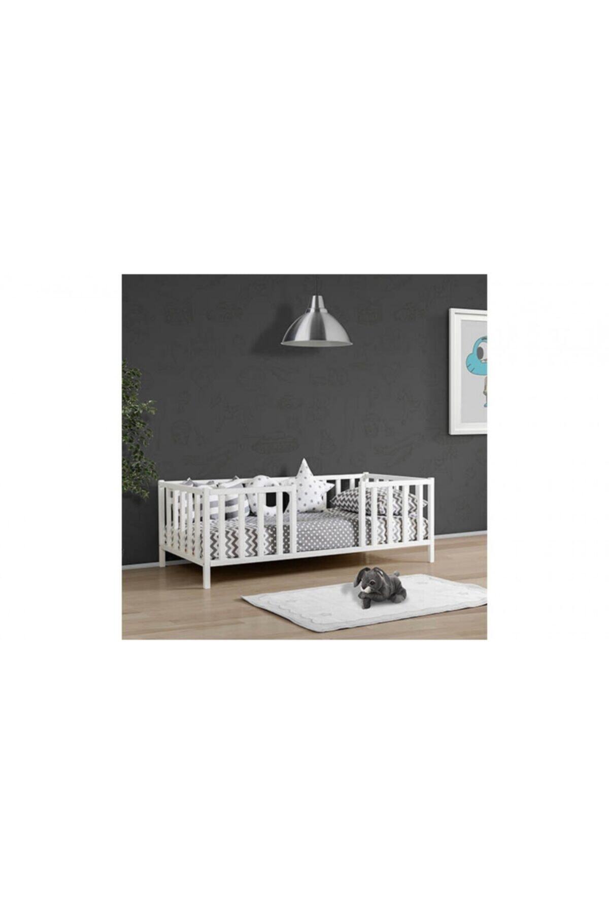 zerkaconcept Class Montessori Ithal Çam Ahşap Çocuk Yatak Karyola Beyaz Lake 70*130 Model 1