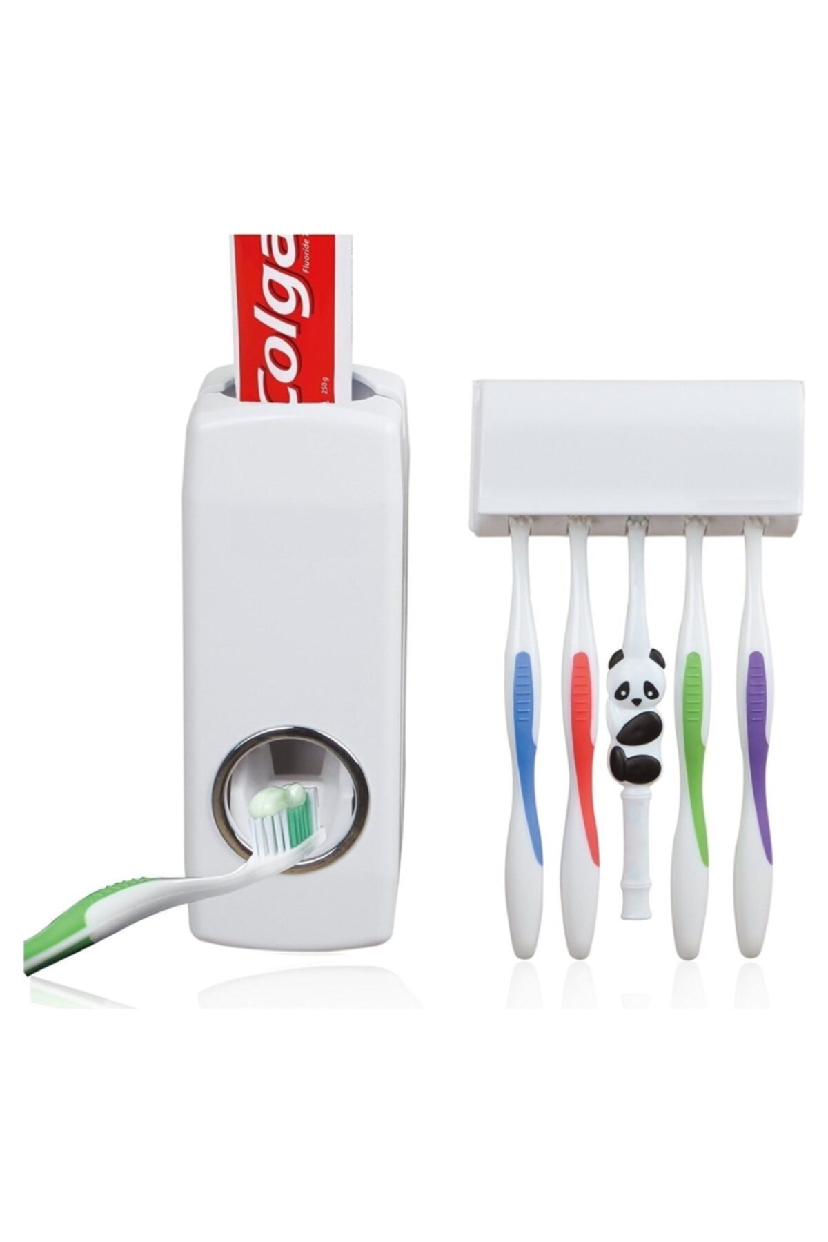 Leva House Otomatik Diş Macunu Sıkacağı Ve 5'li Diş Fırçalık Askısı Seti