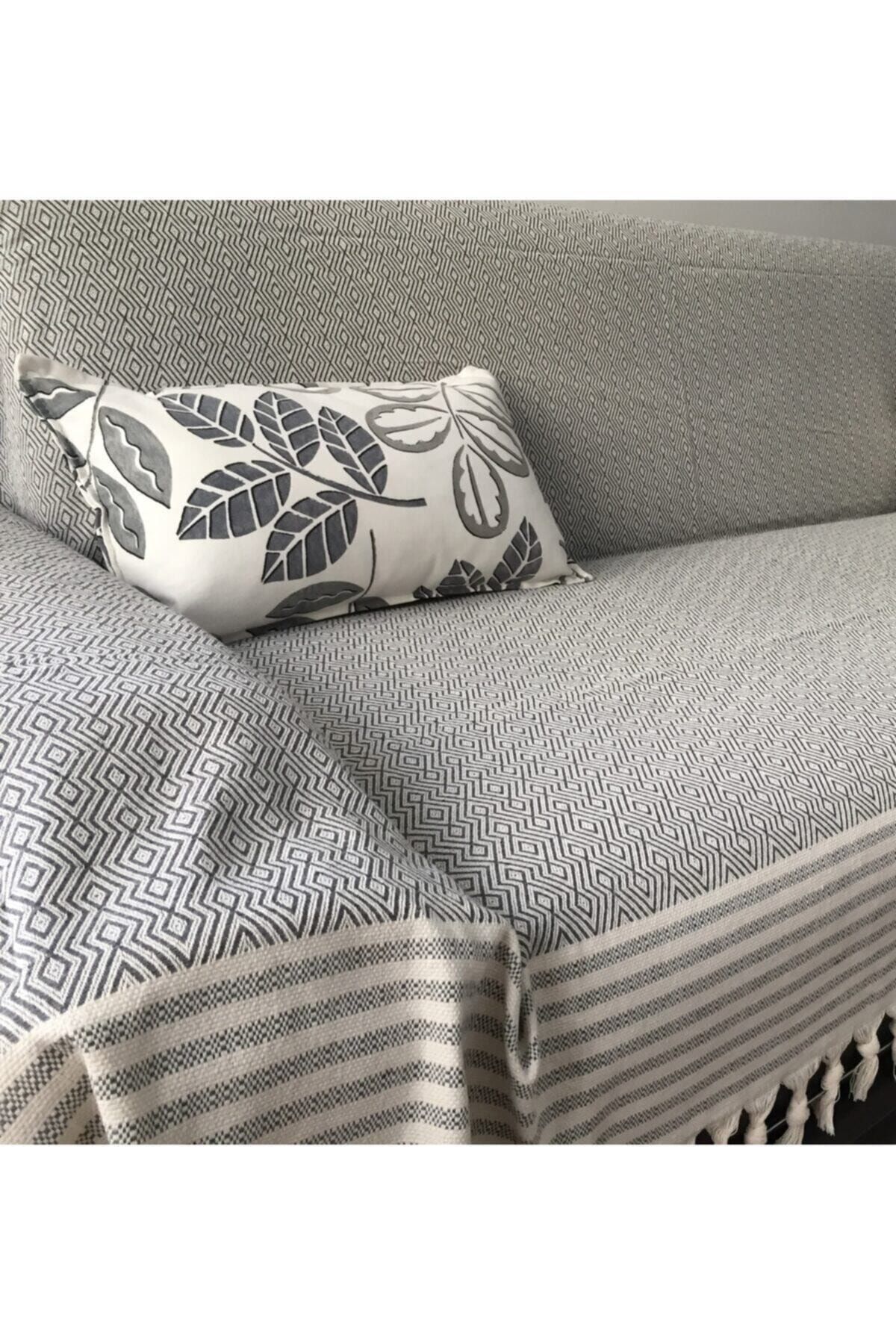 Mutlu Çeyiz Organik Pamuklu Çok Amaçlı Modern Kolları'da Örter Koltuk Örtüsü Mk04