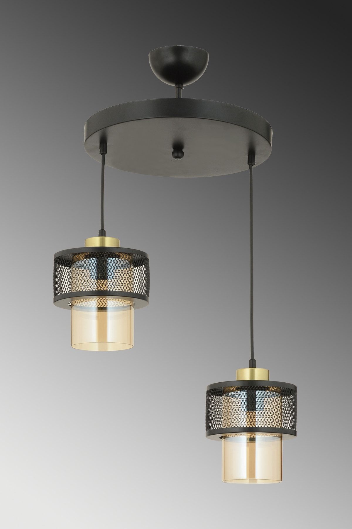 ESSLİGHT Petek 2 Li Modern Siyah Sarkıt Avize