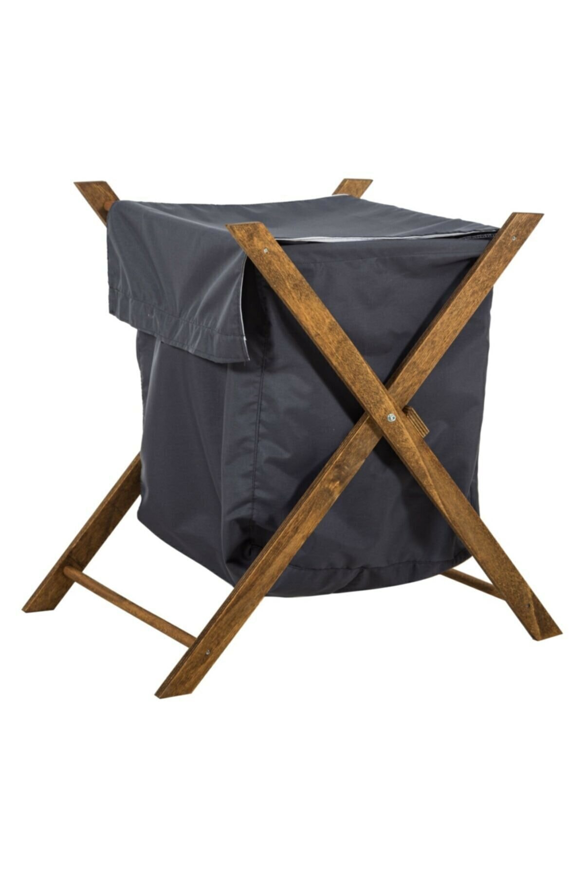 Olgun Home Ahşap Katlanabilir Füme Renk Çamaşır Sepeti