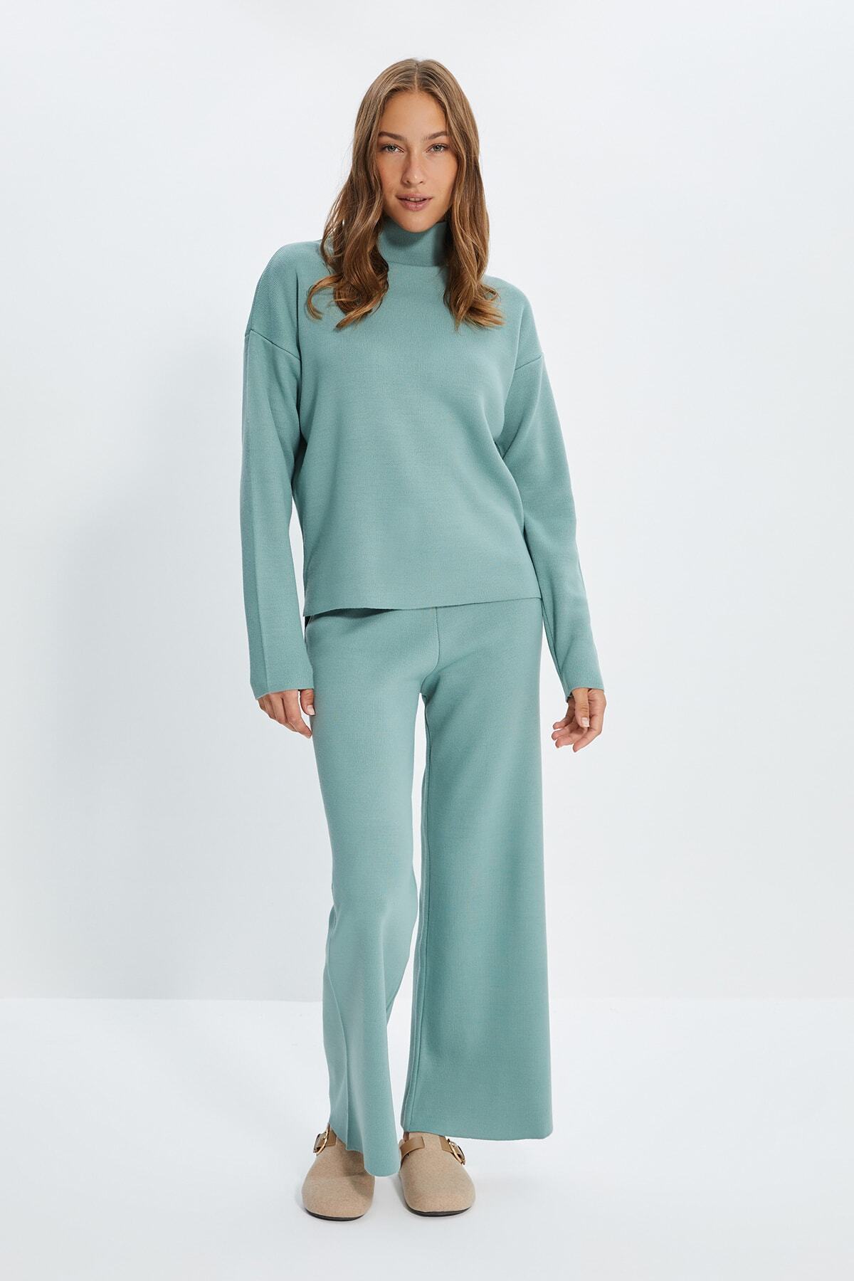 TRENDYOLMİLLA Mint Kazak Pantolon Triko Alt-Üst Takım TWOAW21AU0060