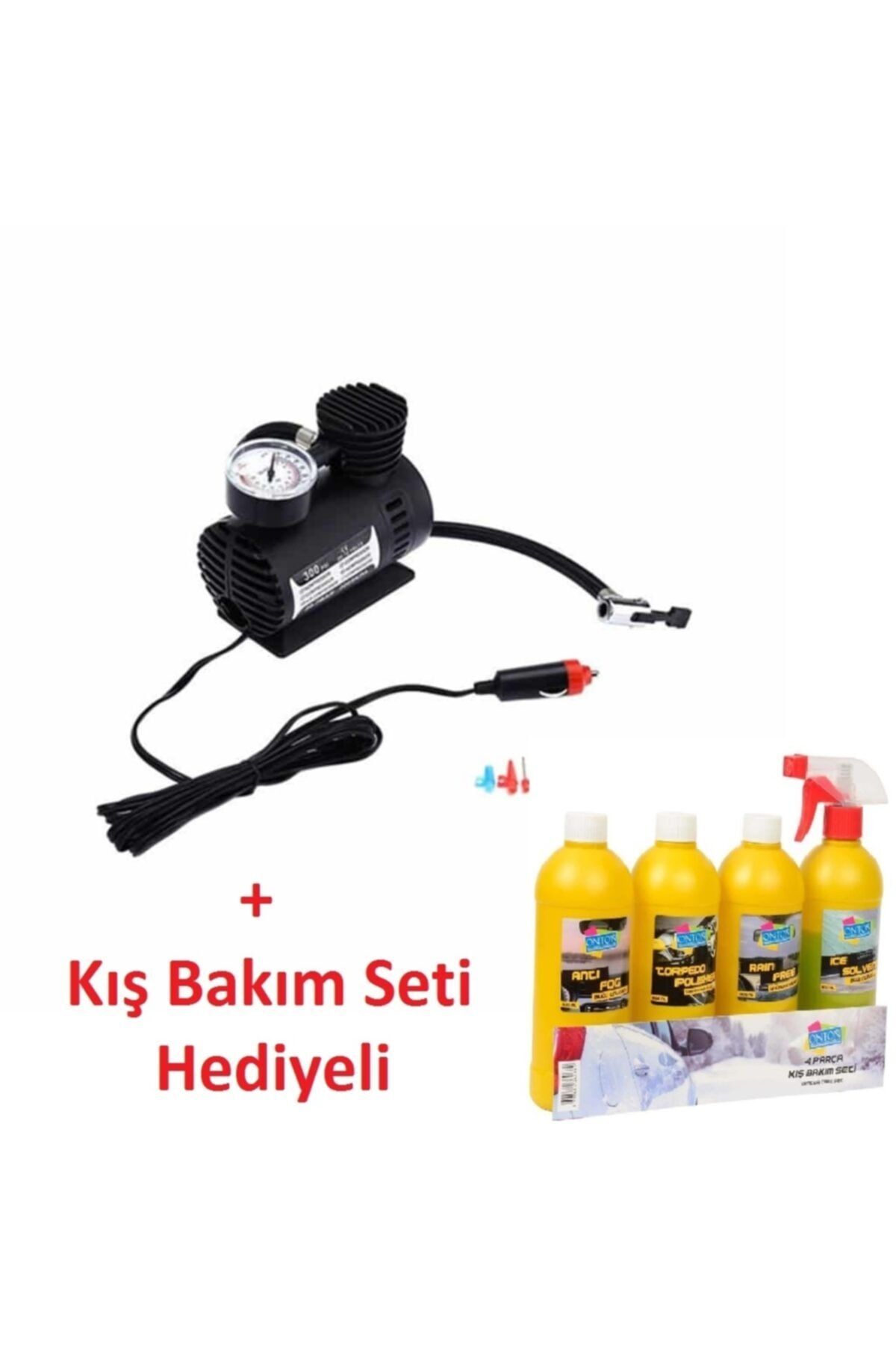 Otom Air Mini Hava Kompresörü Basınç Göstergeli Araç Lastik Şişirme Ve Onton Araç Bakım Seti Hediyeli