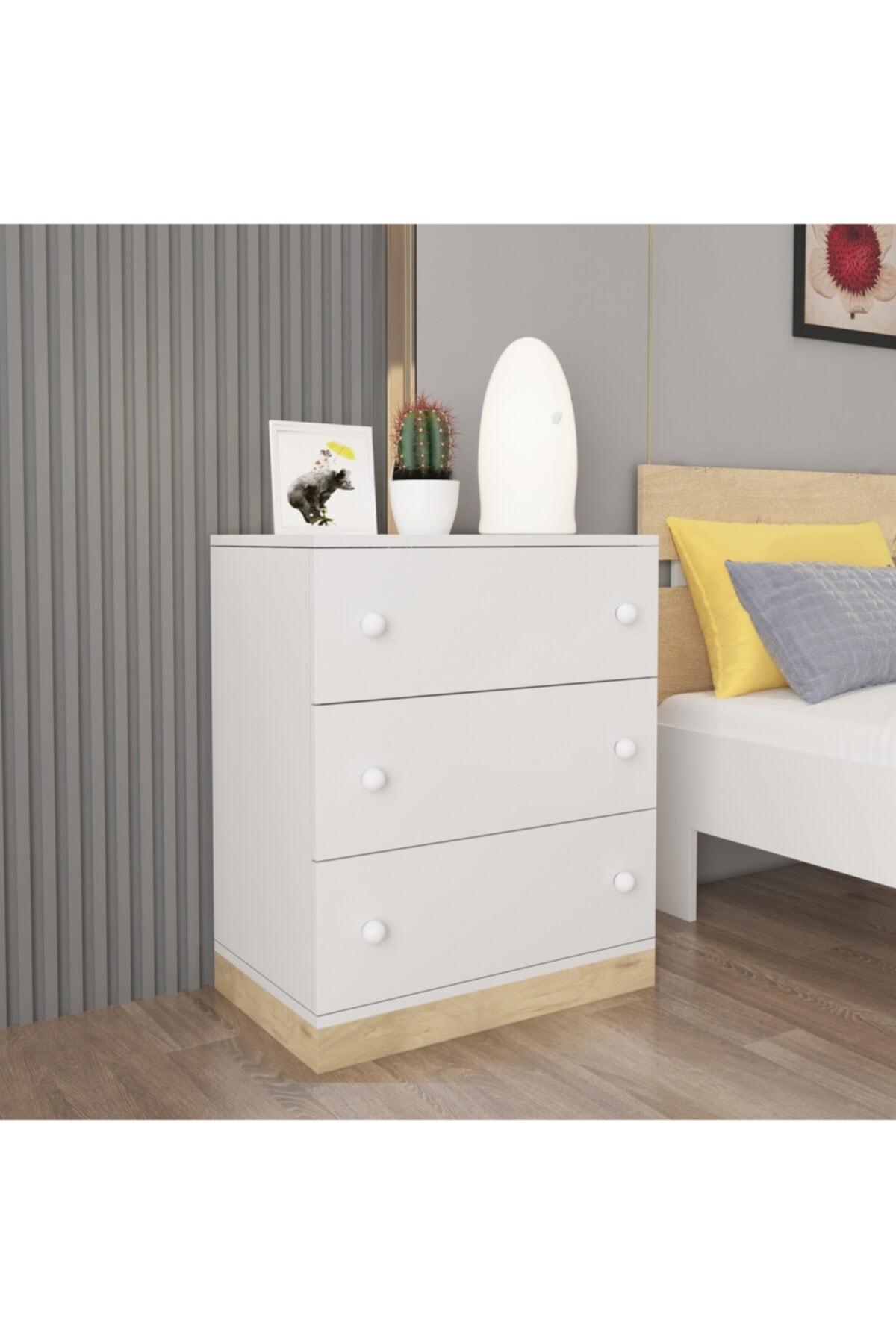 Afilli Günce 3 Çekmeceli Şifonyer Meşe Tamamı Mdflam