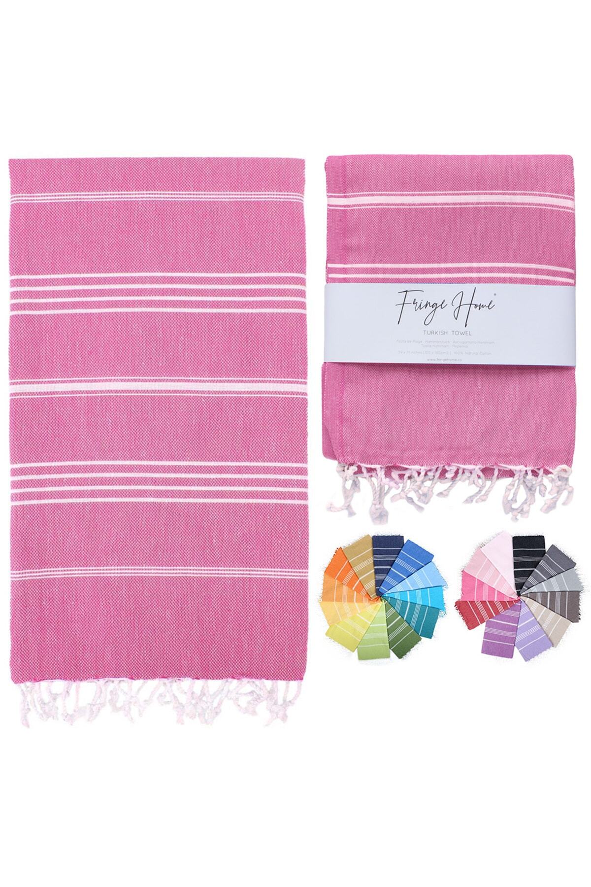 Fringe Home Çizgili Sultan Peştemal Pembe
