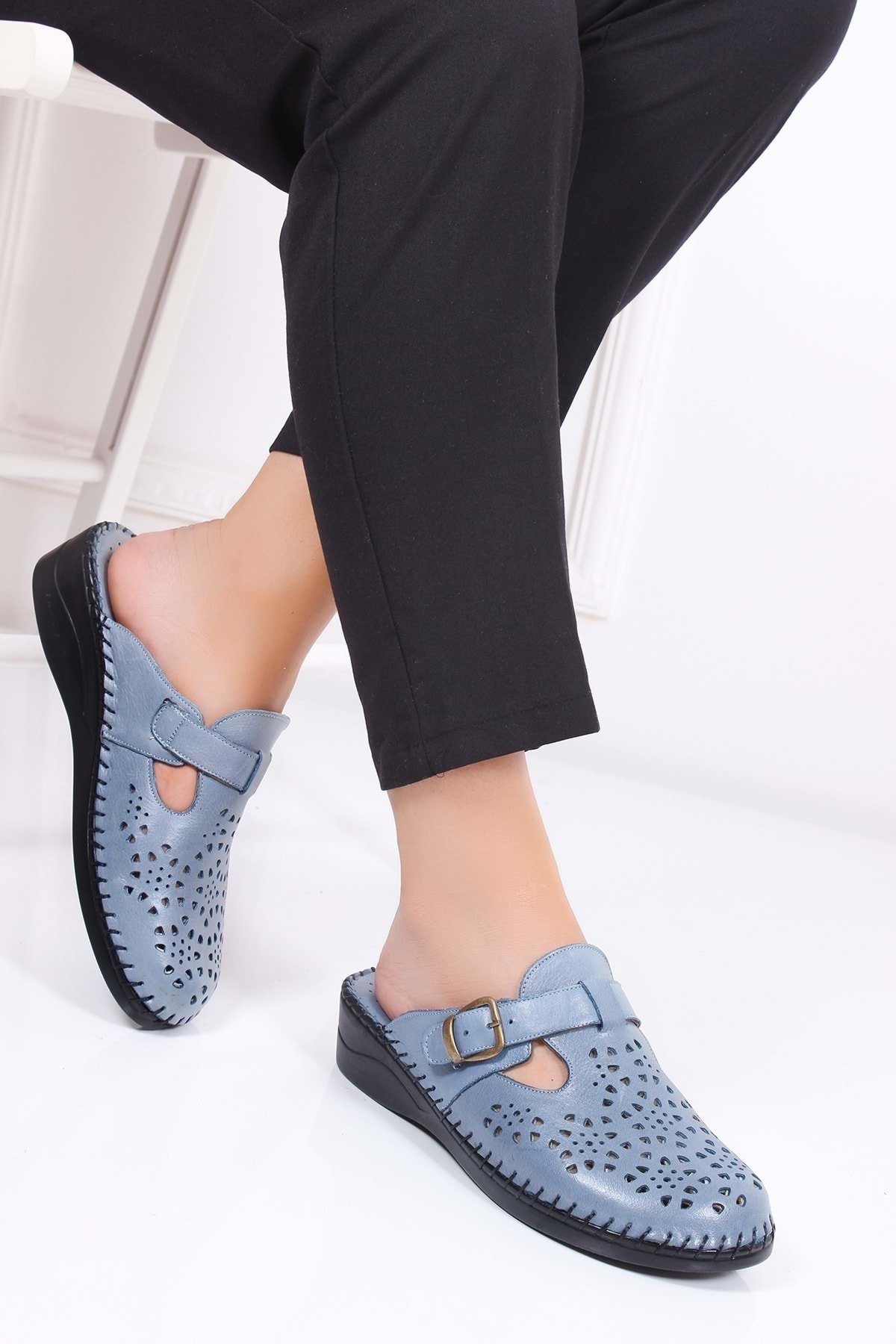 Gondol Ortopedik Deri Sabo Terlik Mavi 41 Yprk.510