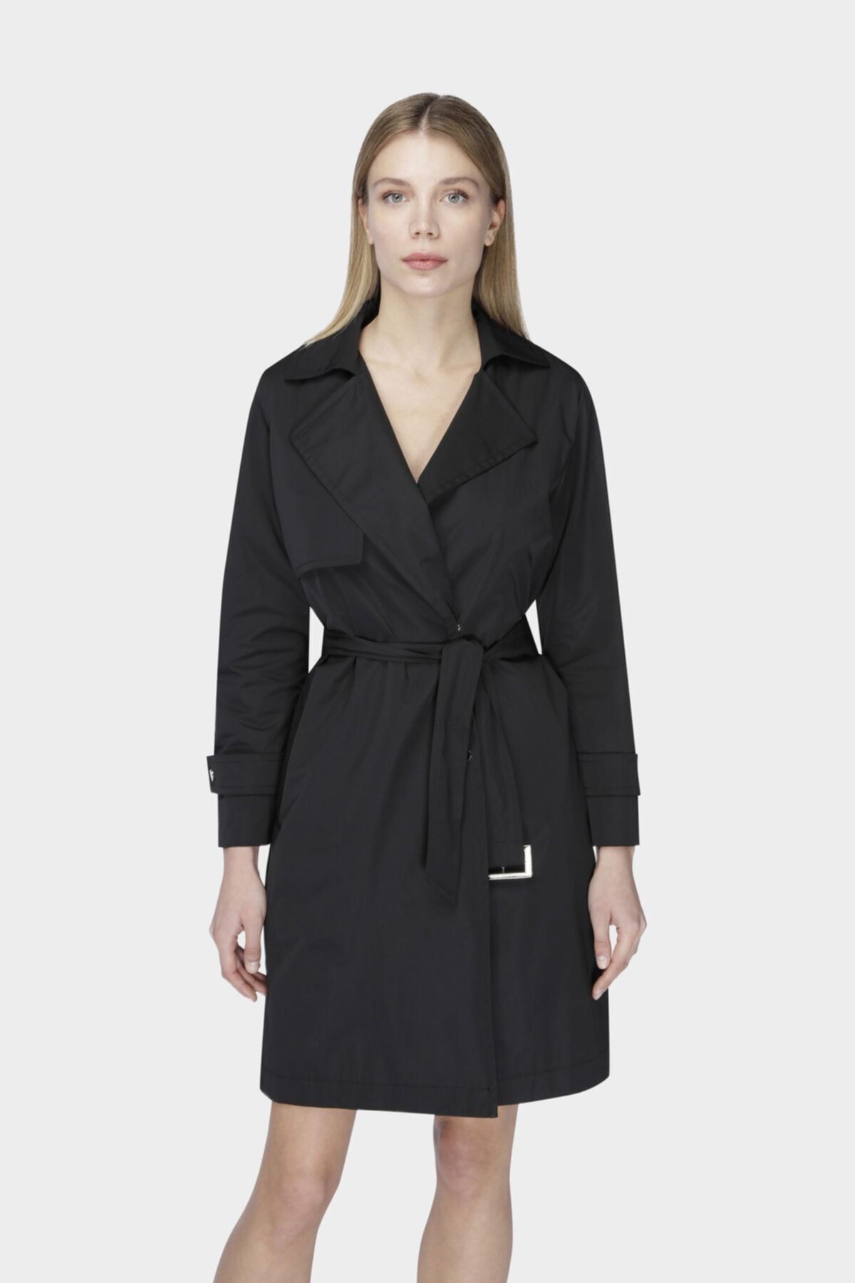 W Collection Siyah Kruvaze Trençkot