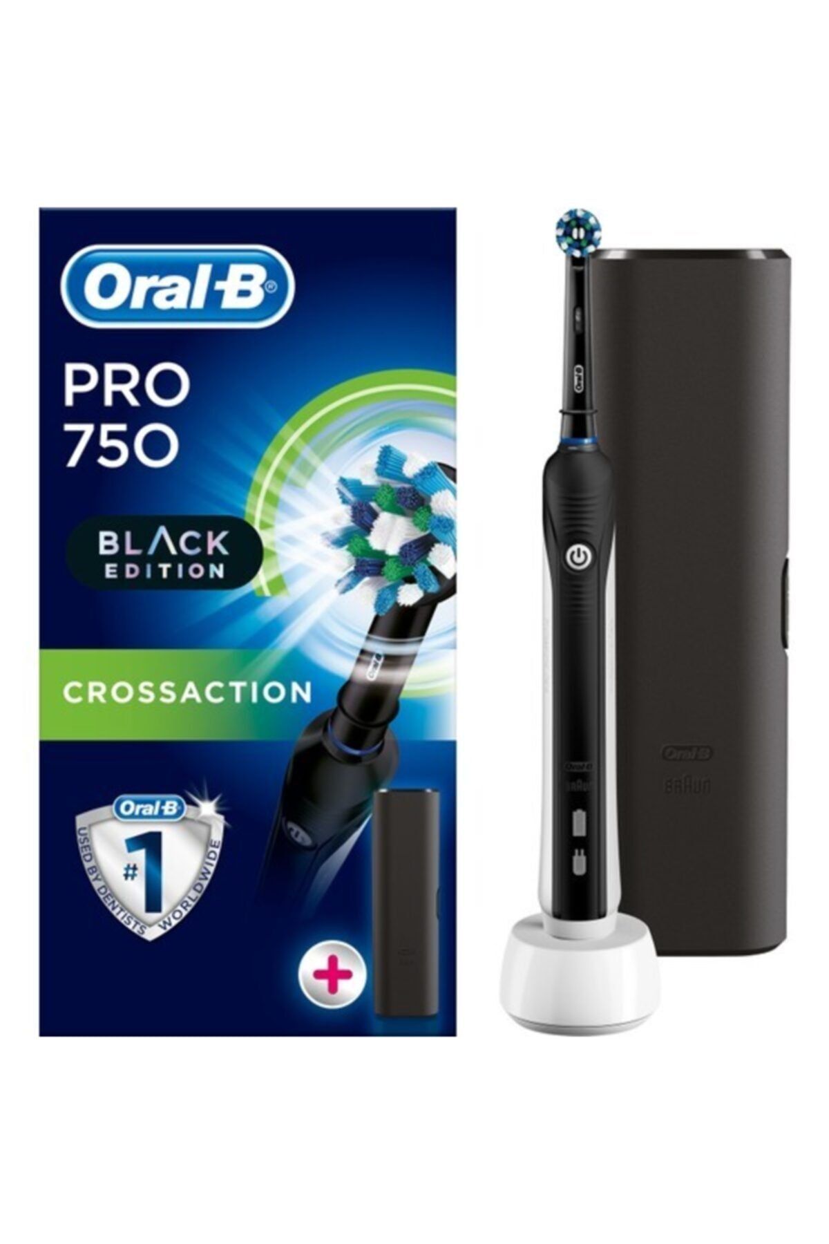 OralB Pro 750 Cross Action Siyah Şarjlı Diş Fırçası  Seyahat K