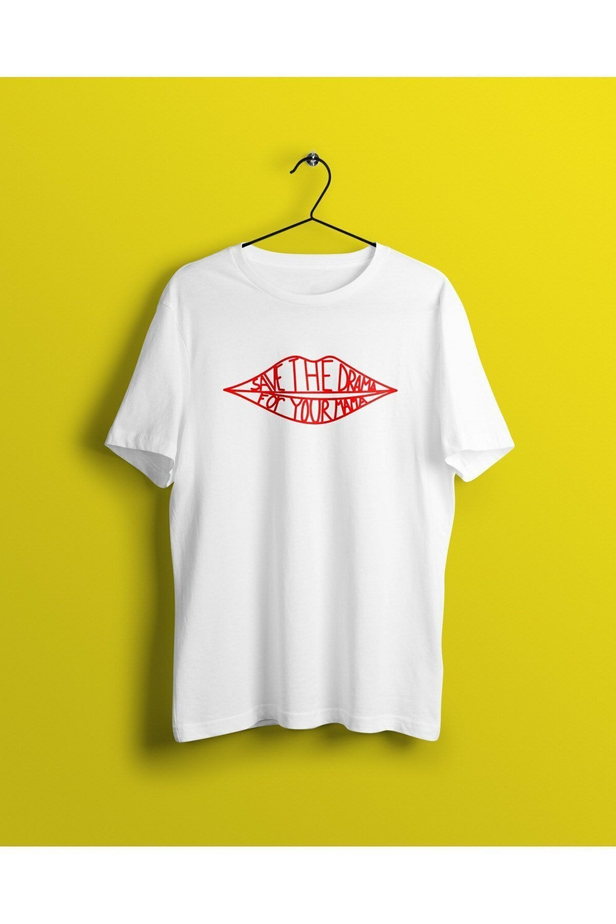 IvırZıvır Unisex Beyaz Save The Drama For Your Mama Baskılı T-shirt