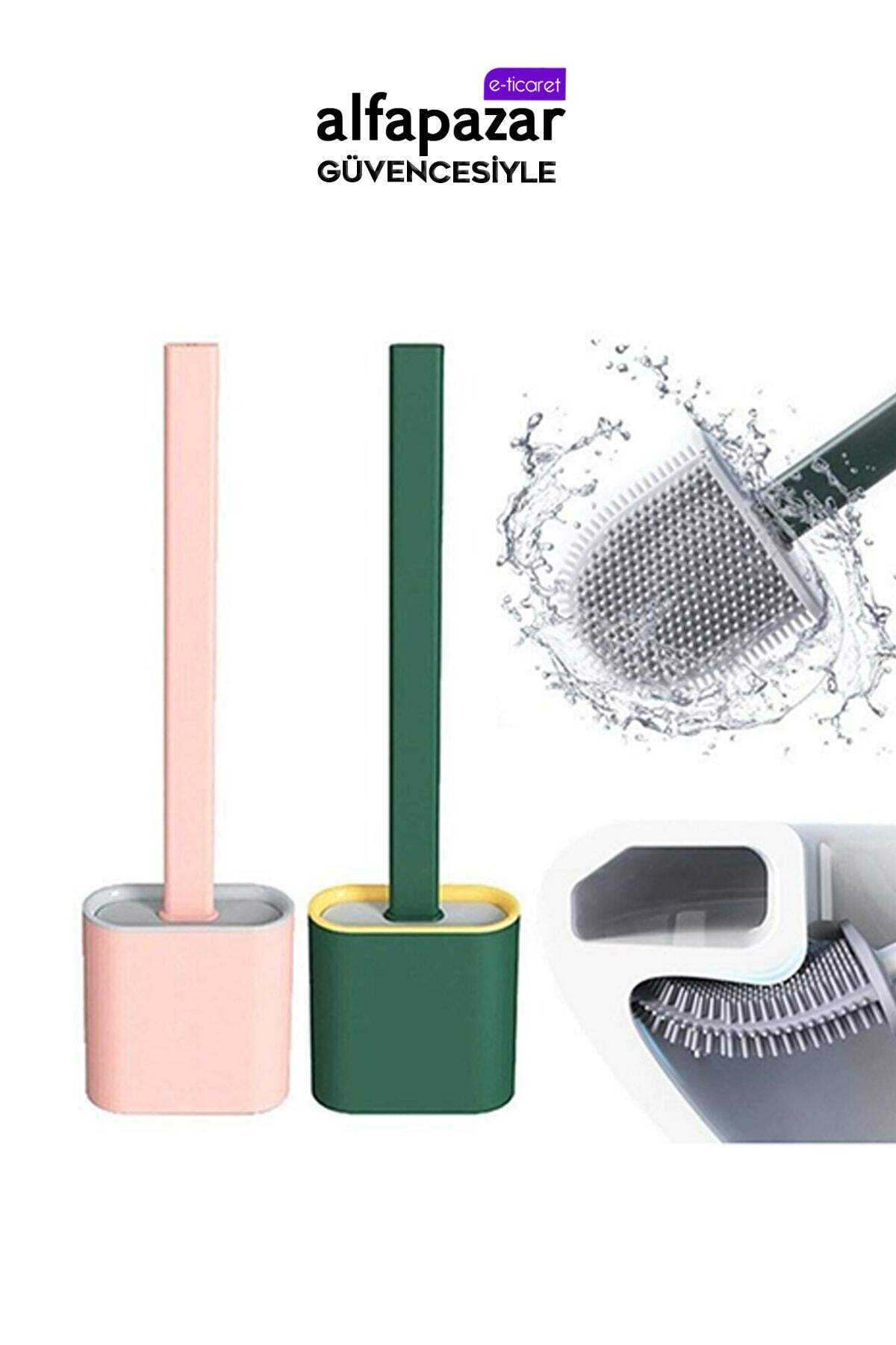 alfapazar Silikon Tuvalet Fırçası Banyo Bükülebilir Silikon Wc Fırçası