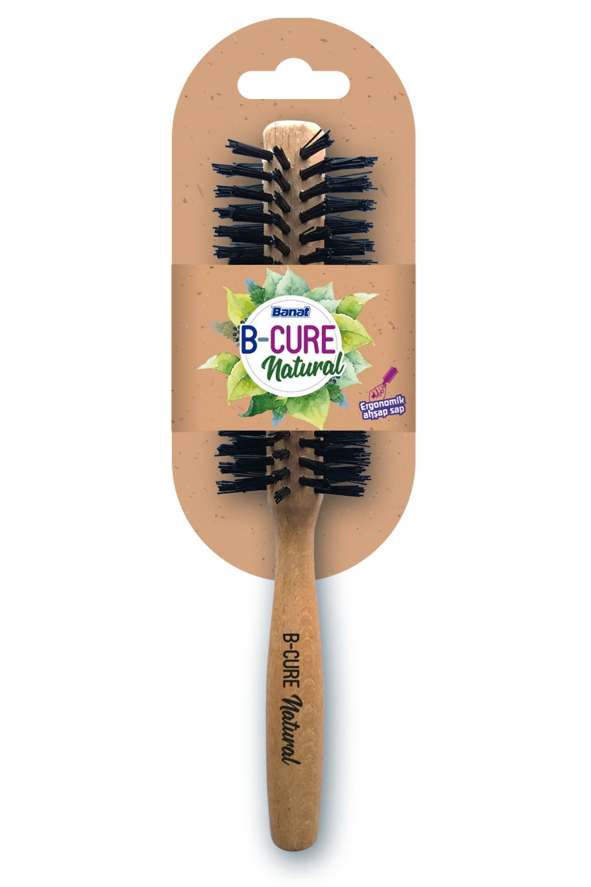 BCure Natural 614 Isıya Dayanıklı Uzun Ömürlü Ahşap Fön Fırçası