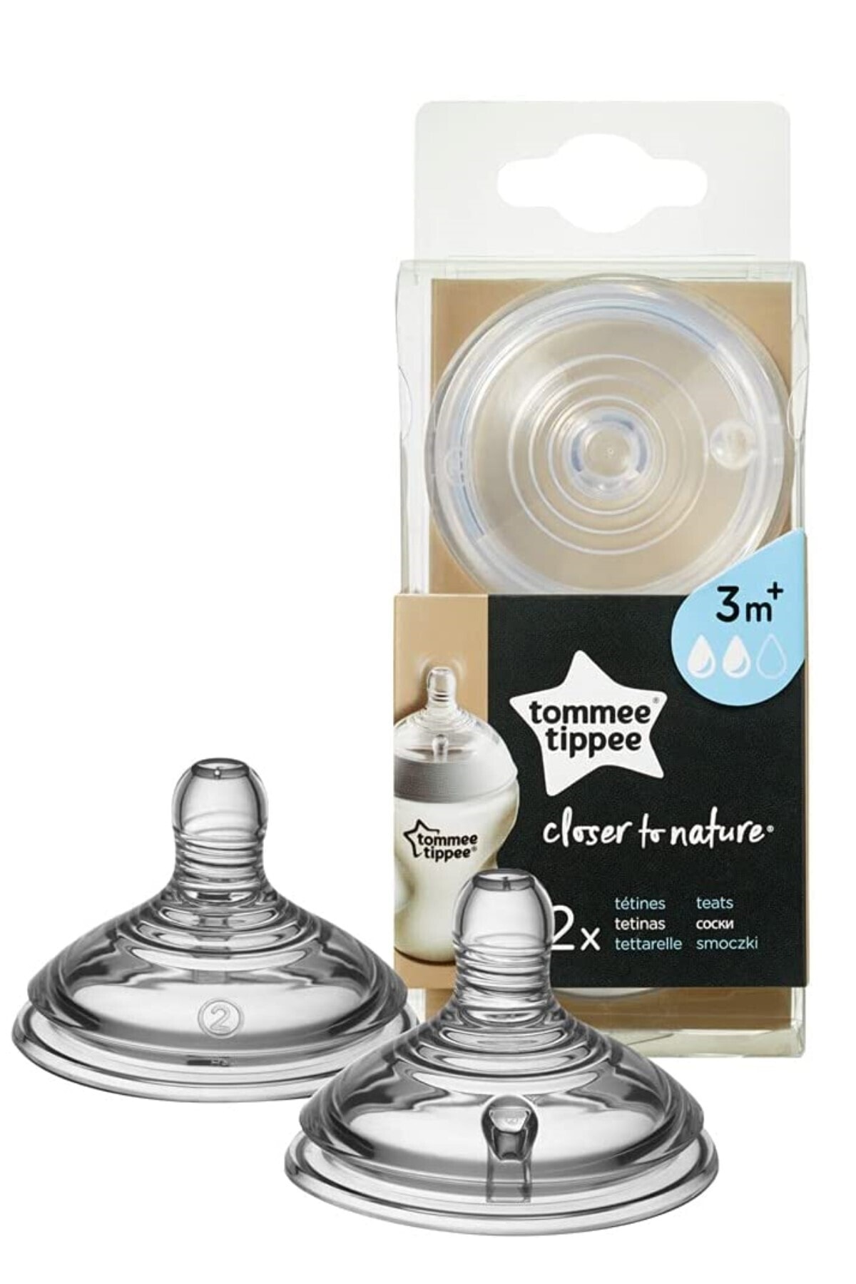 tommee tippee Closer To Nature Ikili Biberon Emziği Orta Akışlı 3+ Ay