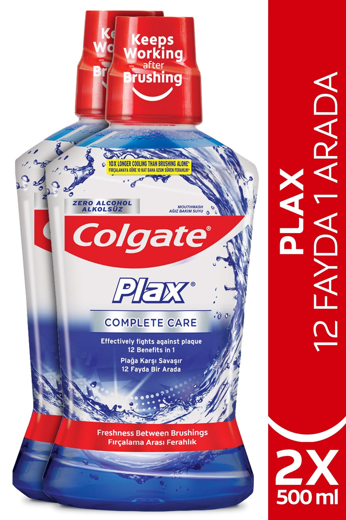 Colgate Plax Complete Care 12 Fayda 1 Arada Alkolsüz Ağız Bakım Suyu 2 X 500 ml