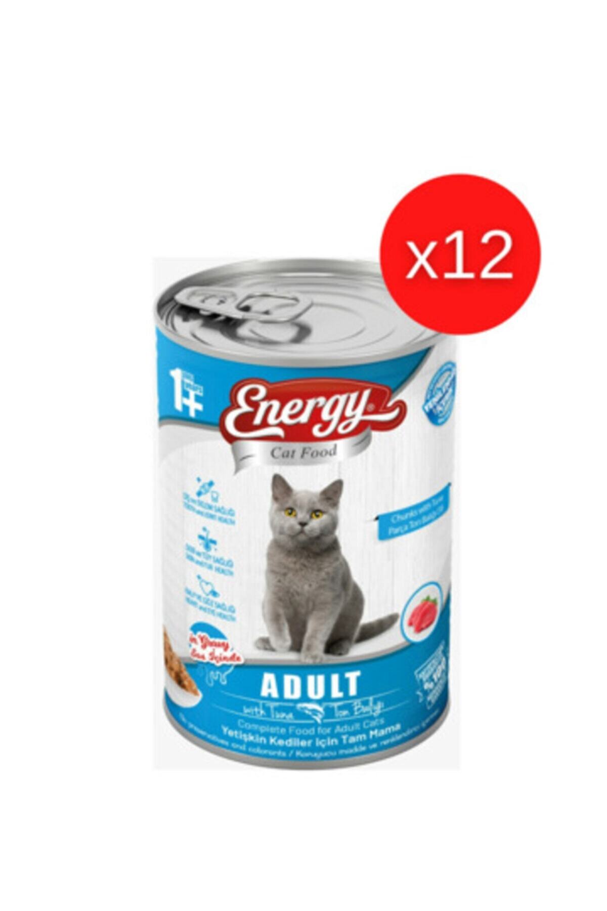 Energy Cat Food Ton Balıklı Yetişkin Konserve Islak Kedi Maması – 400 Gram 12 Adet