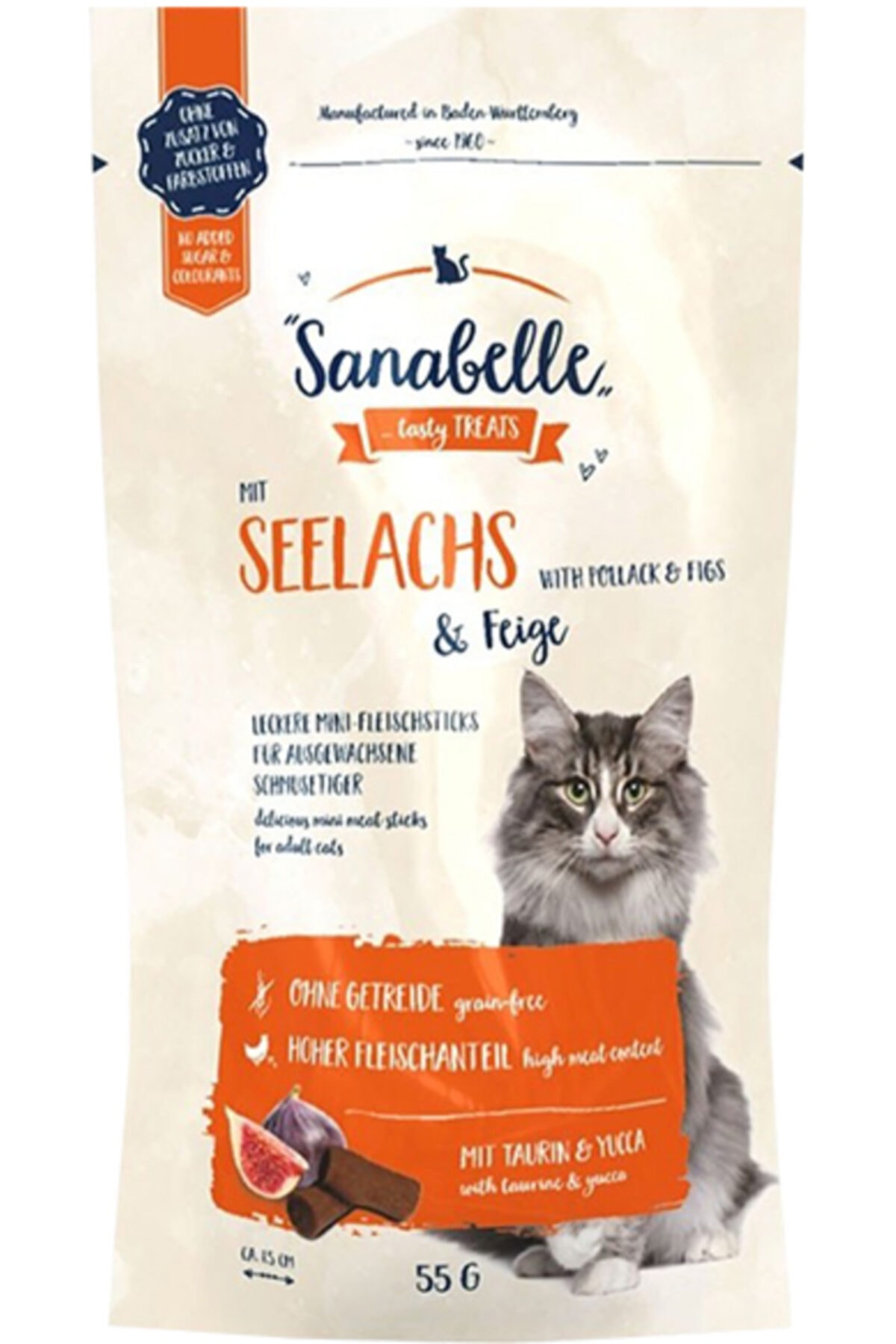 Sanabelle Tahılsız Balıklı Ve Incirli Yumuşak Kedi Ödül Maması 55 Gr