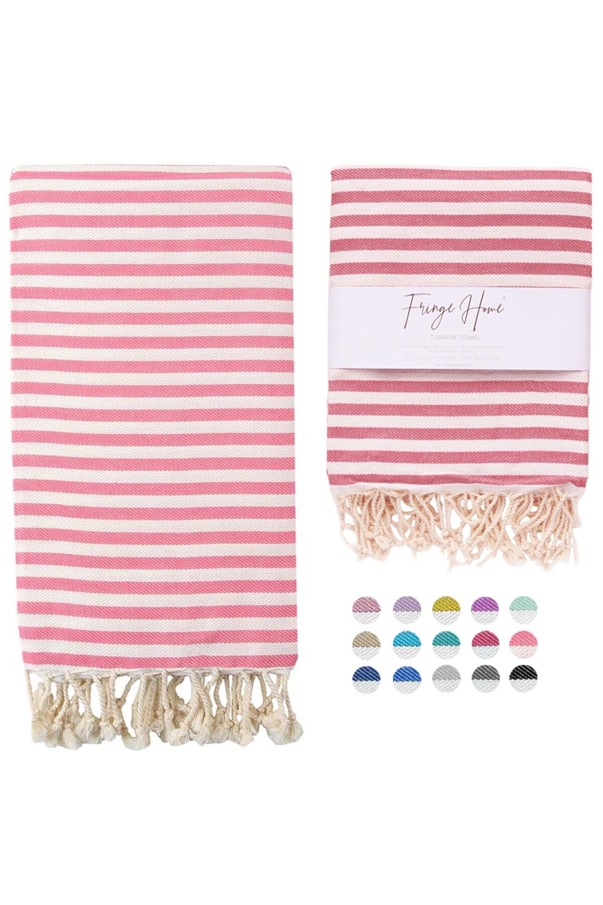 Fringe Home Çizgili Peştemal Pembe