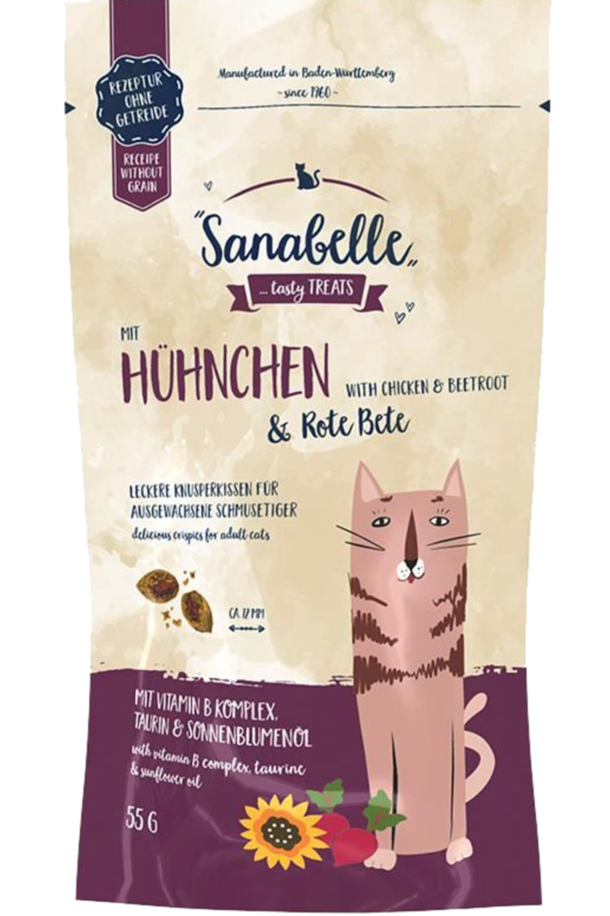 Sanabelle Tahılsız Tavuklu Ve Pancarlı Içi Dolgulu Kedi Ödül Maması 55 Gr