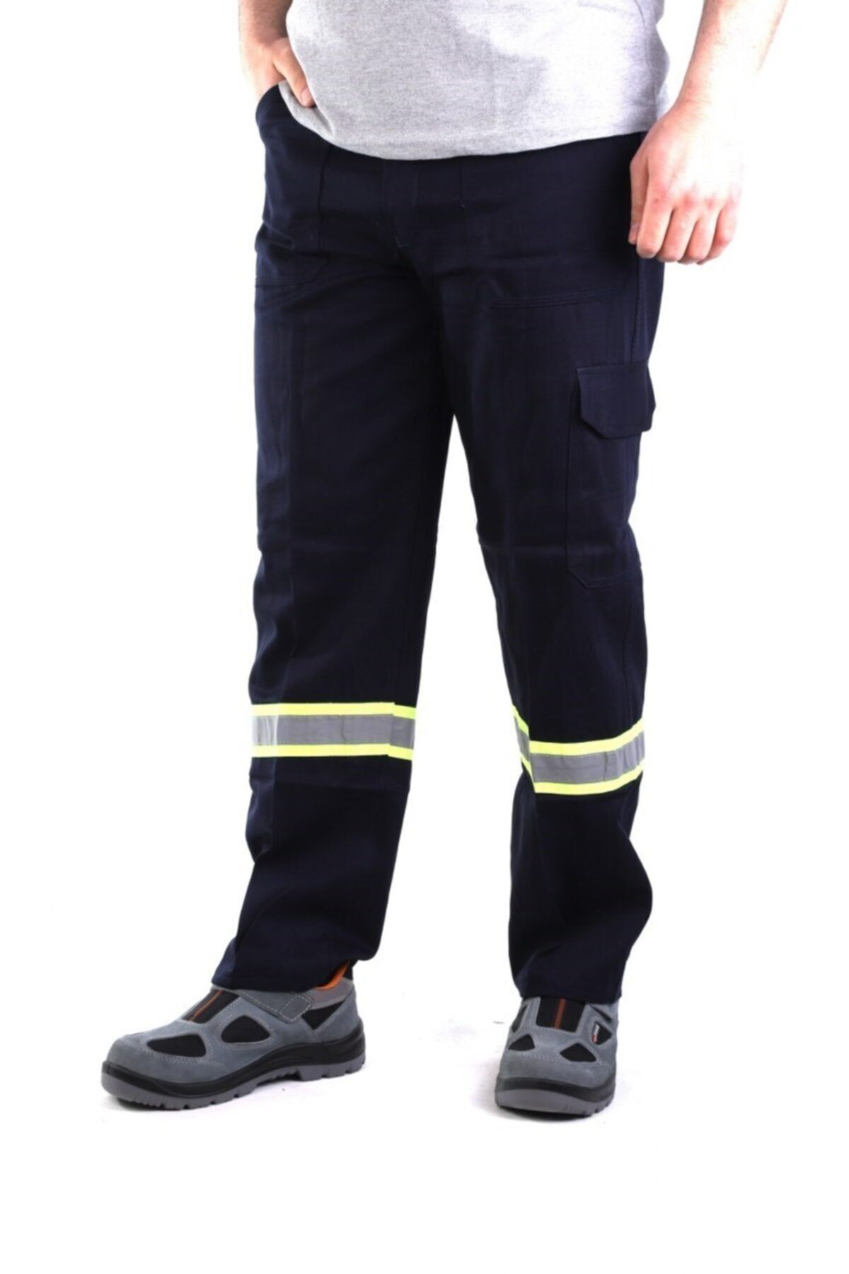 ESERIS Eser - 16-12 Gabardin Komando Cepli Iş Pantolonu Sarı Reflektörlü - Yazlık- Lacivert