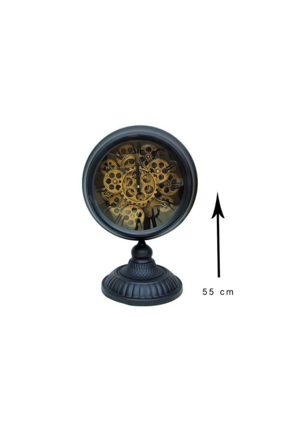 Tolun Trend Masaüstü Siyah Çarklı Saat Akar Mekanızmalı Roma Rakamlı