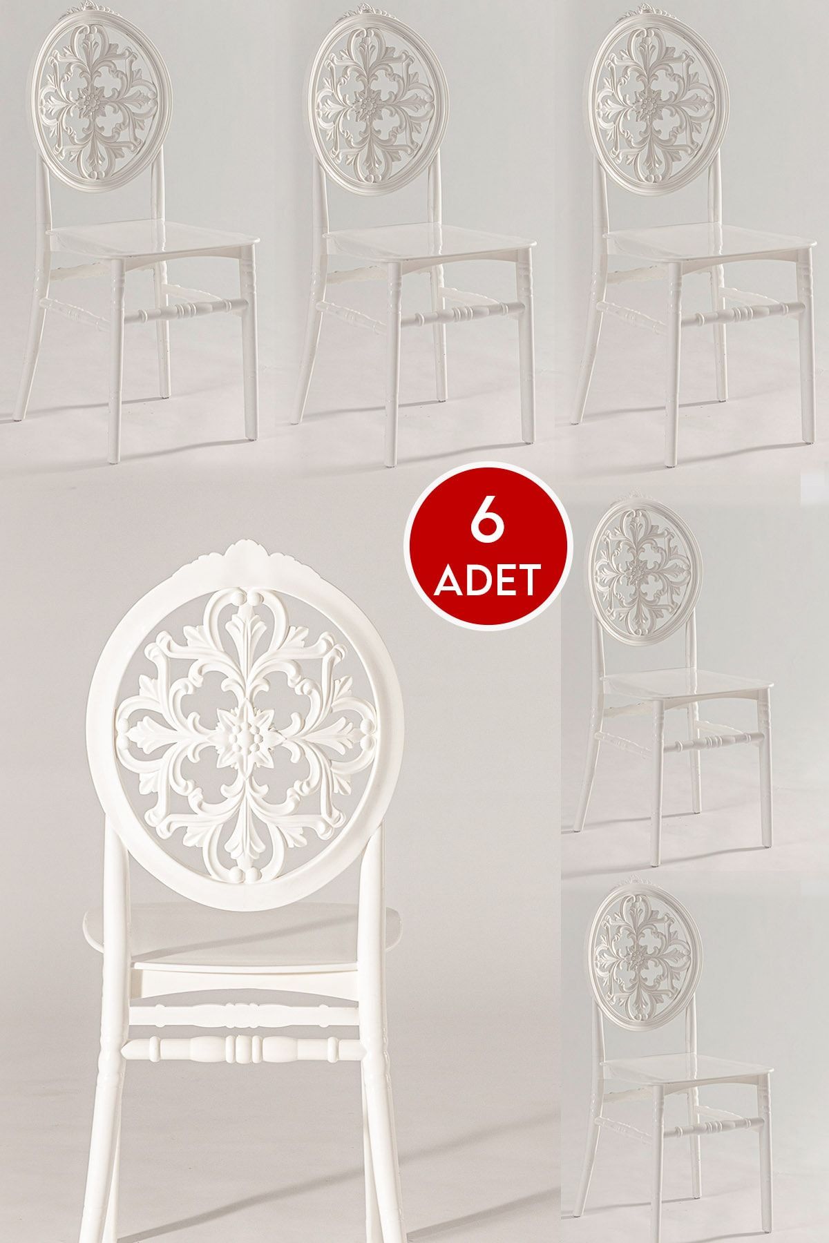 MOBETTO Home Venüs Mutfak Sandalyesi 6 Adet - Beyaz