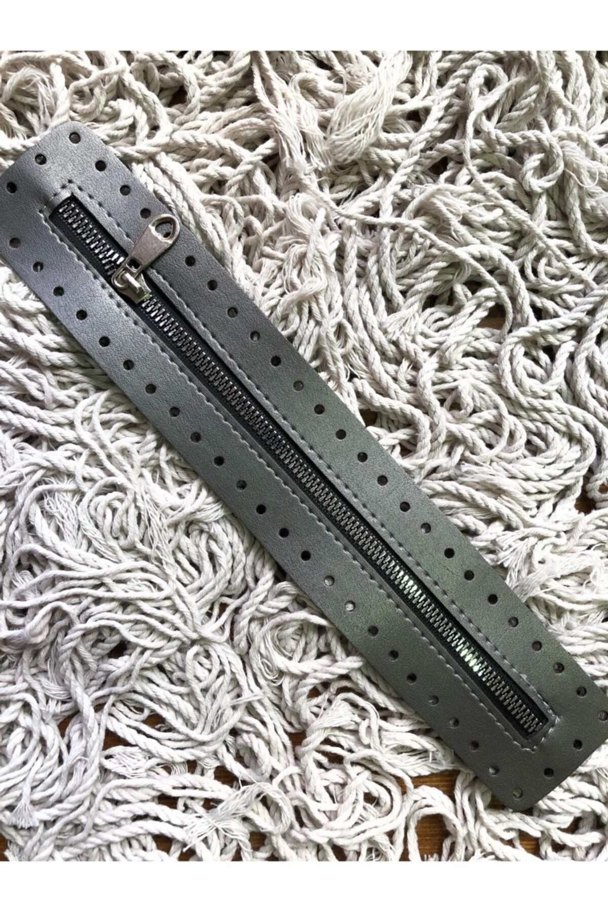 İğne İplik Hobi Derili Fermuar 30 Cm Gri