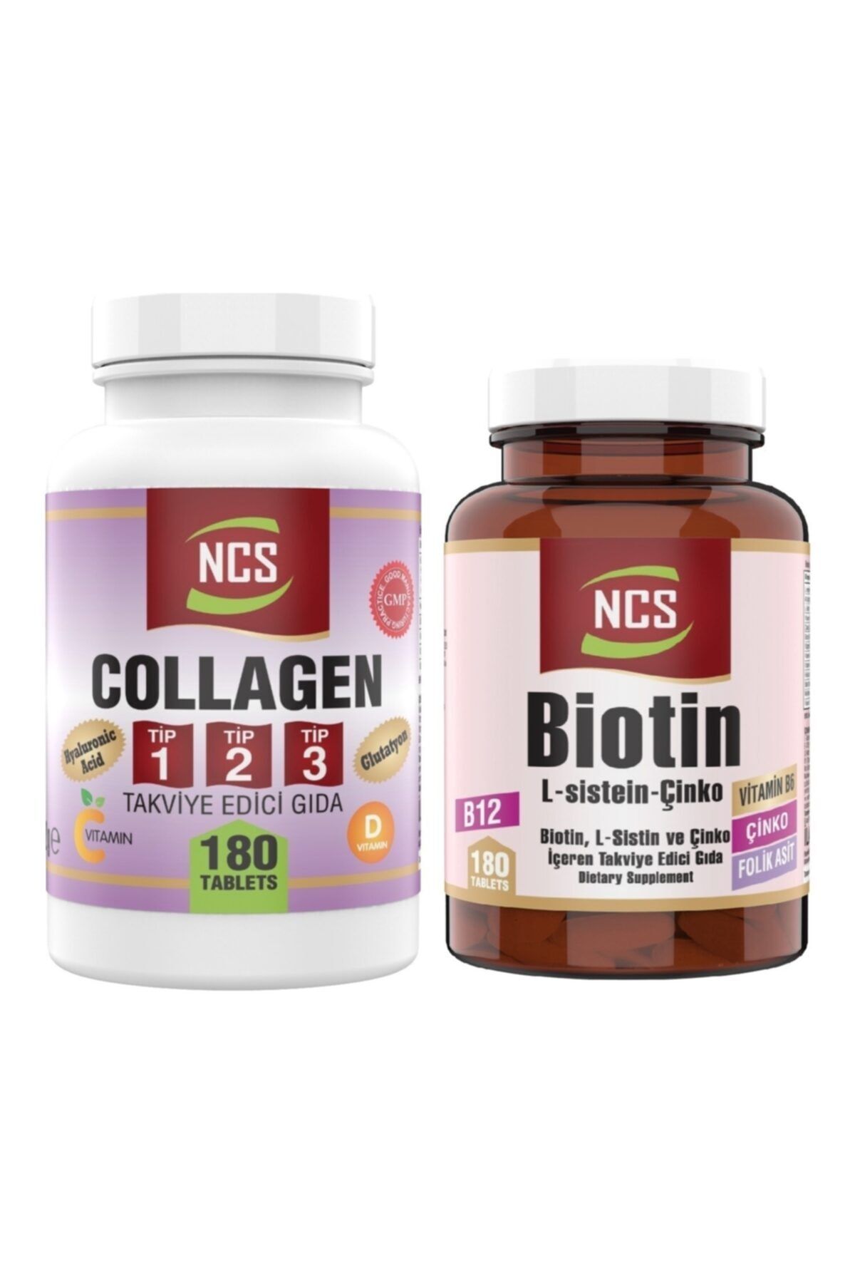 NCS Tip 1-2-3 Collagen (kollajen) 1000 Mg 180 Tablet Glutatyon Biotin 180 Tablet