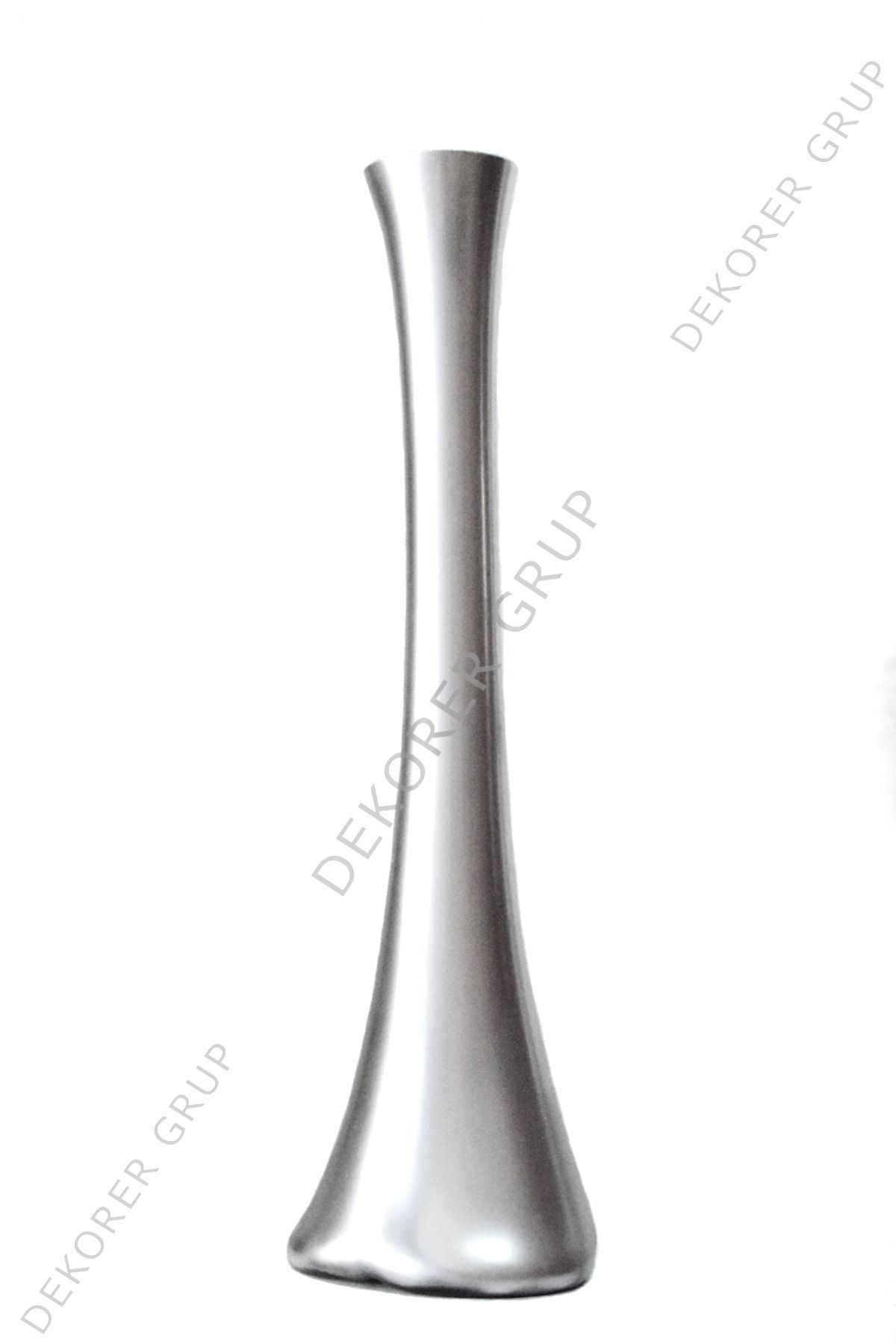 DEKORER 60 Cm Fil Ayağı Cam Vazo Gümüş